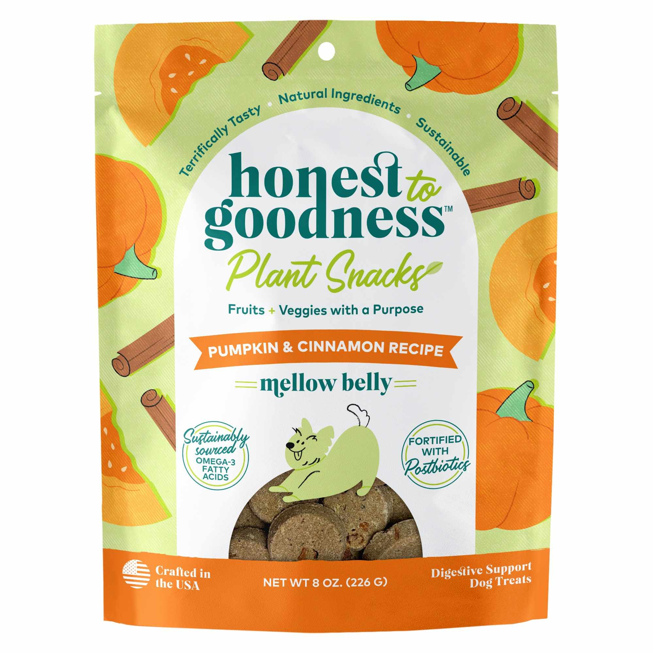 Honest To Goodness(TM) Plant Snacks Mellow Belly Pumpkin & Cinnamon Recipe Dog Treats 8oz Image 1