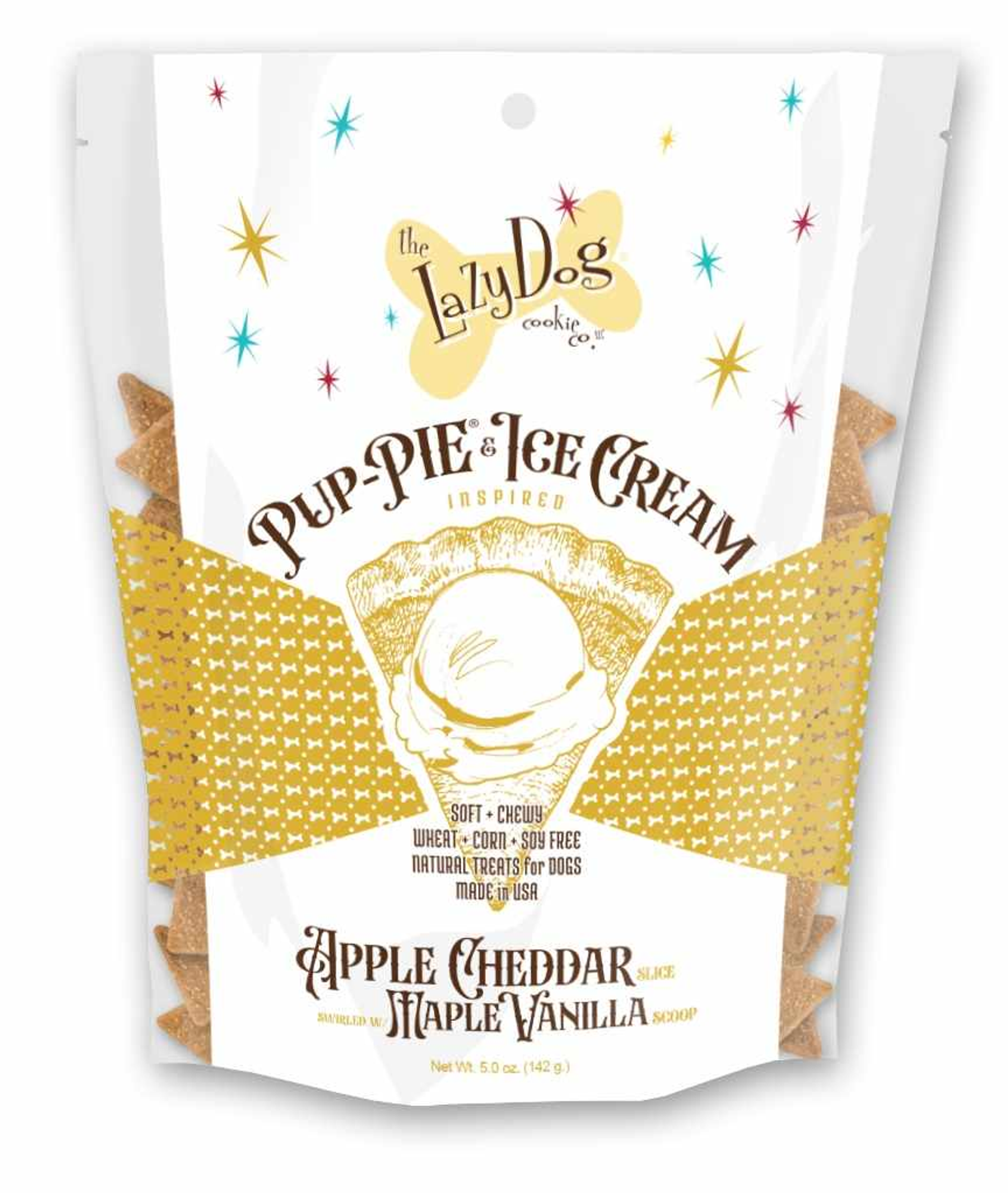 Lazy Dog Pup-PIE & Ice Cream Slices Apple Cheddar w/ Maple & Vanilla Dog Treat 5oz Image 1