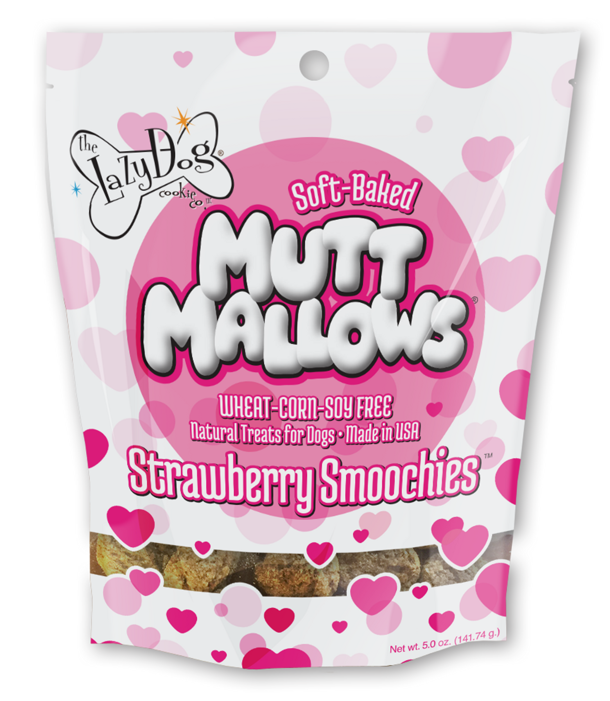 Lazy Dog Mutt Mallows Strawberry Smoochies Dog Treat 5oz Image 1