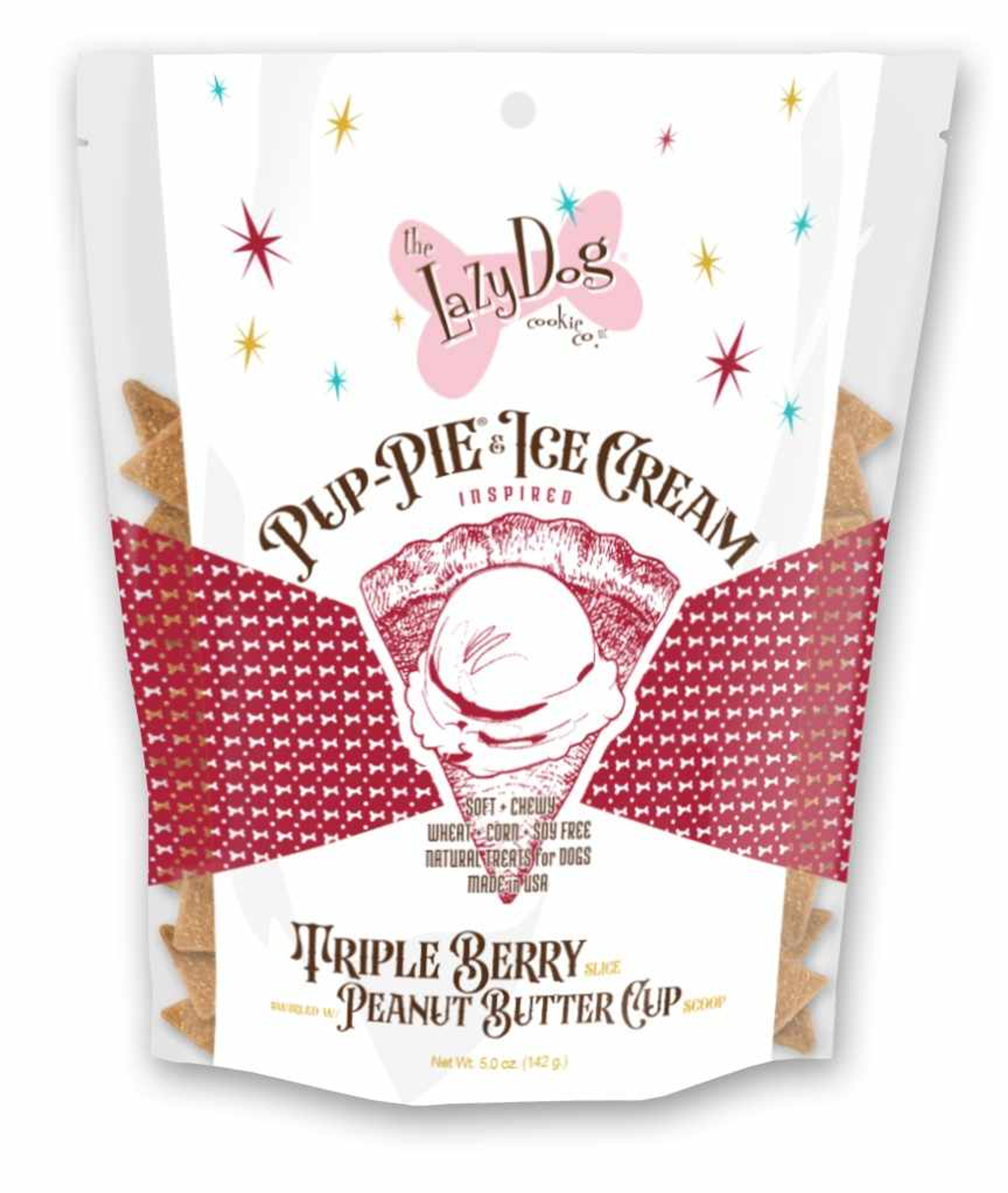 Lazy Dog Pup-PIE & Ice Cream Slices Triple Berry w/ Peanut Butter Dog Treat 5oz Image 1