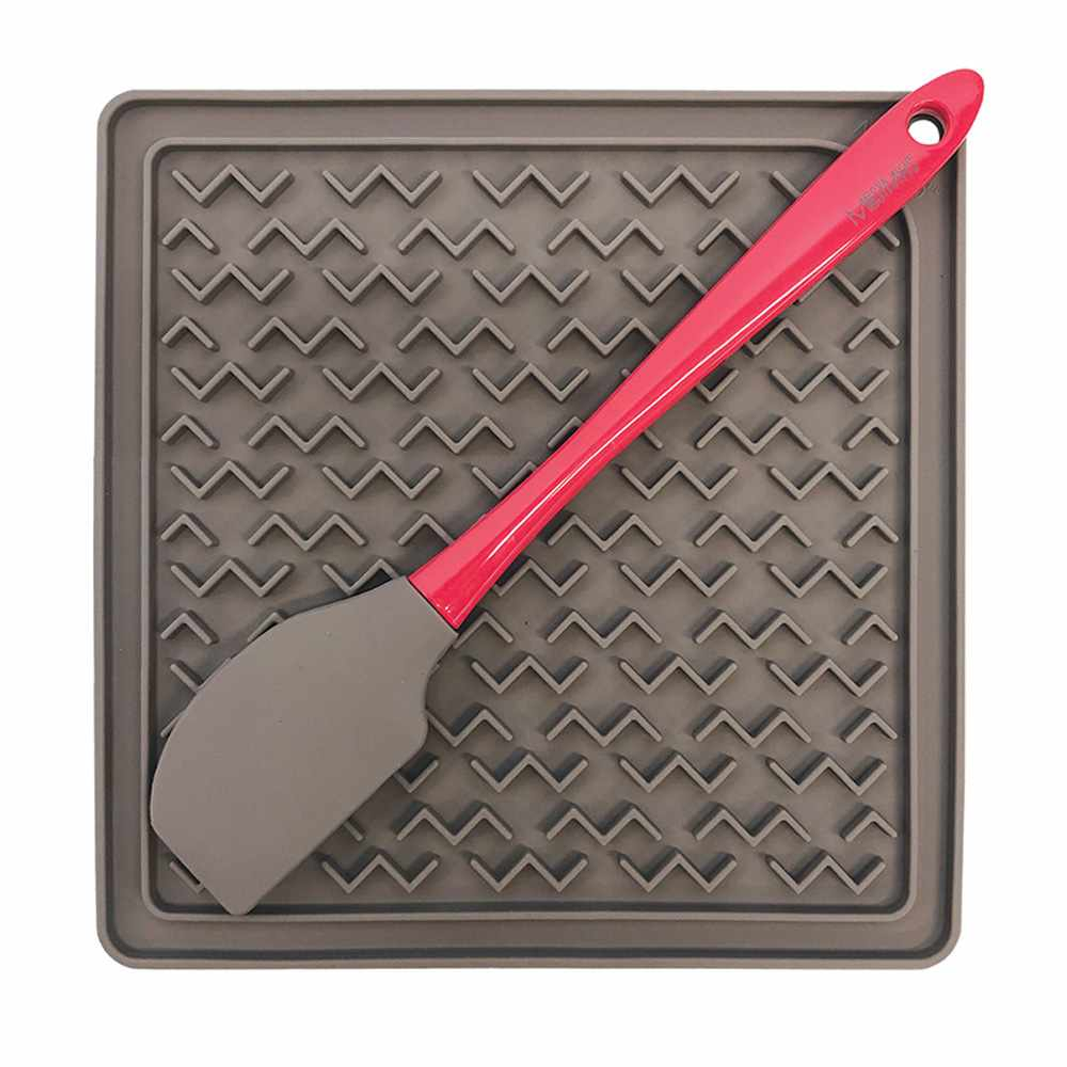 Messy Mutts Silicone Therapeutic Dog Feeding Mat w/Spatula Grey 8