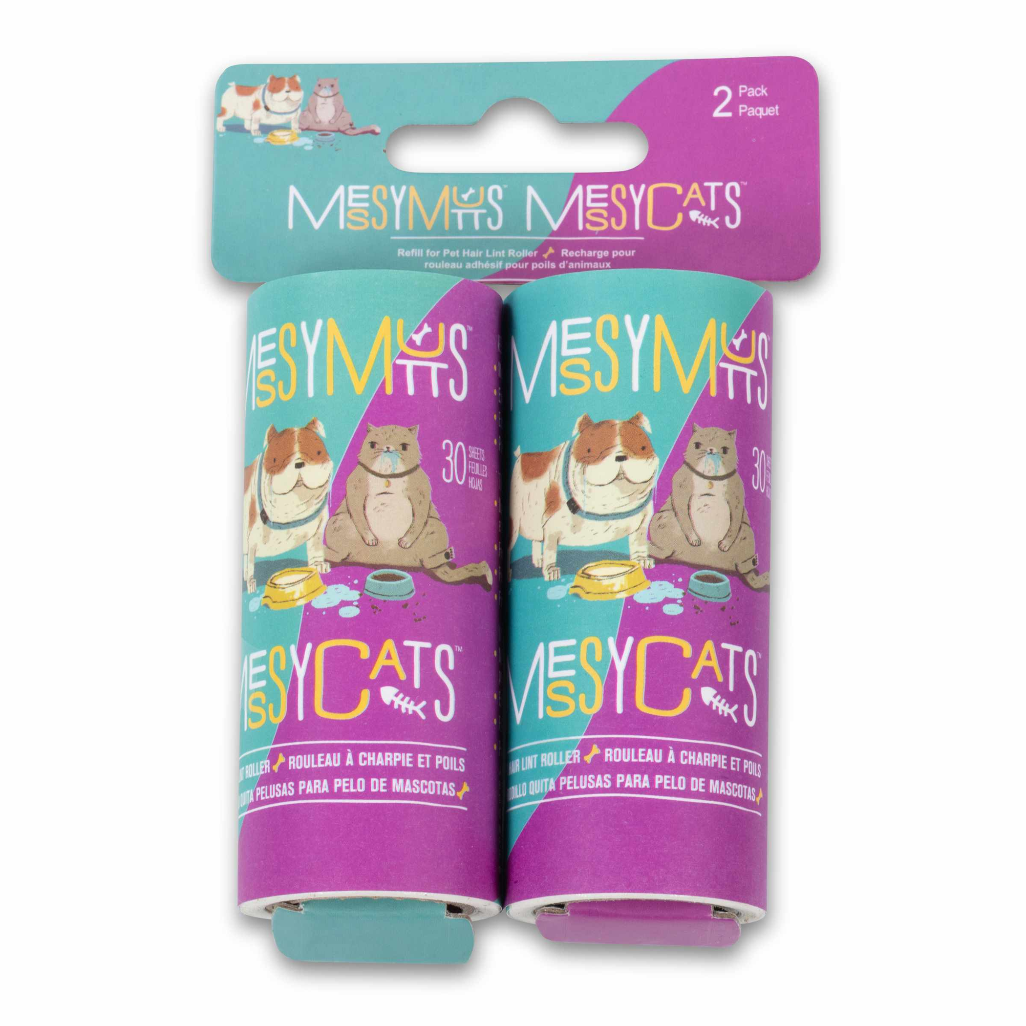 Messy Mutts Replacement Pet Hair Lint Rollers Travel Size 2pk Image 1