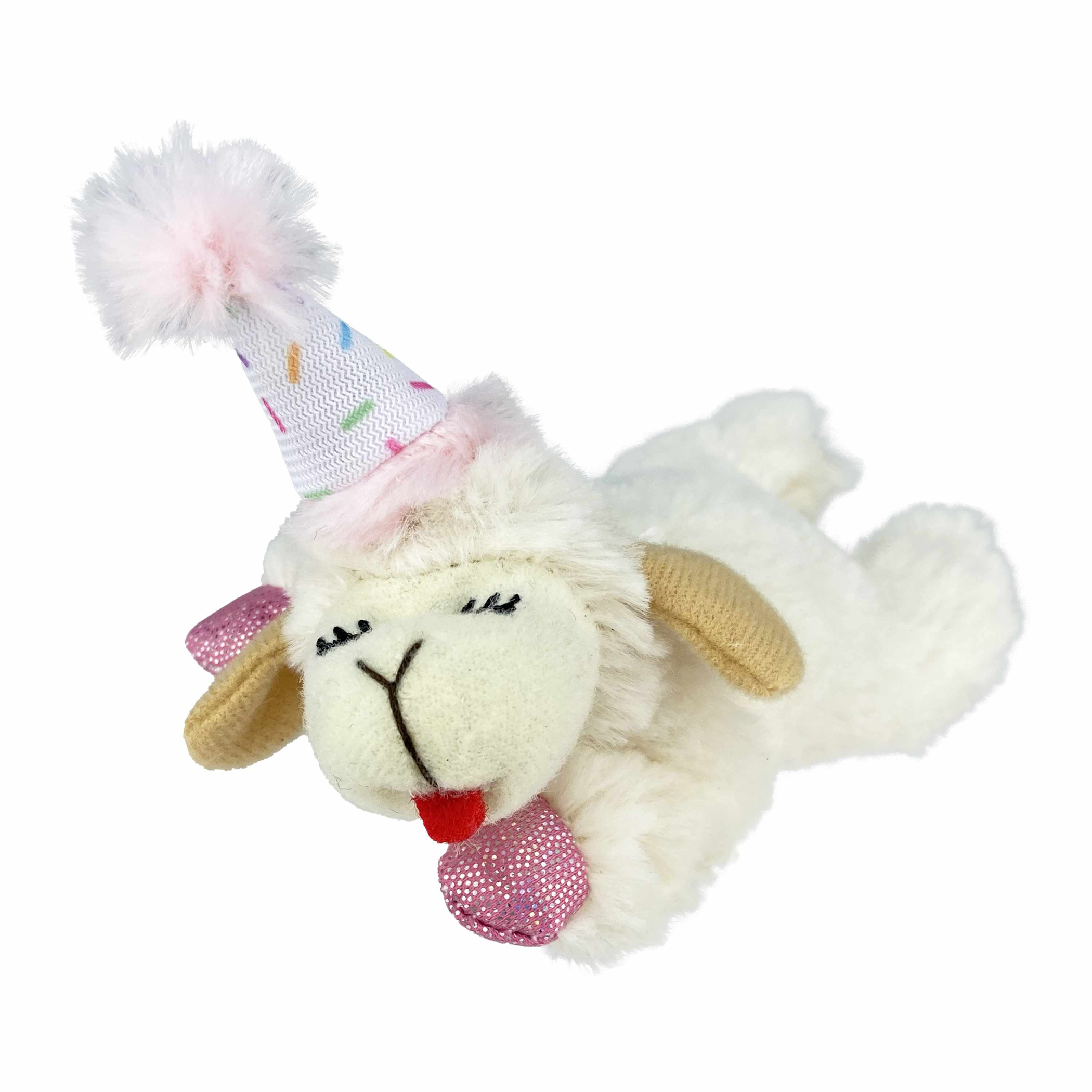 Multipet Lamb Chop w/ Birthday Hat Cat Toy Image 1