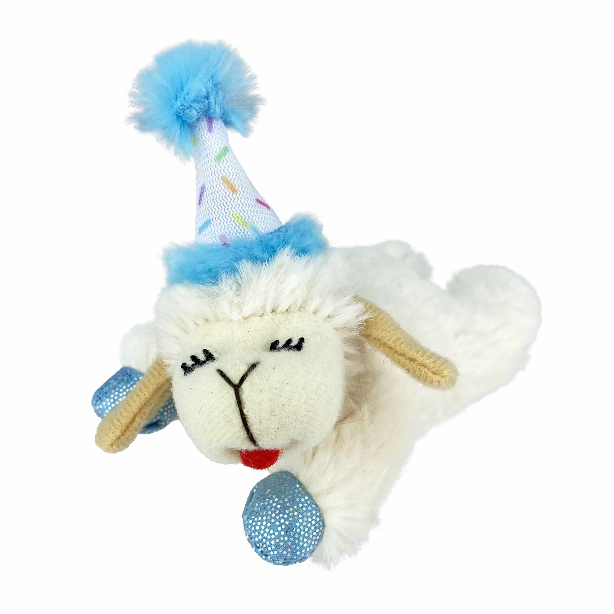 Multipet Lamb Chop w/ Birthday Hat Cat Toy Image 1