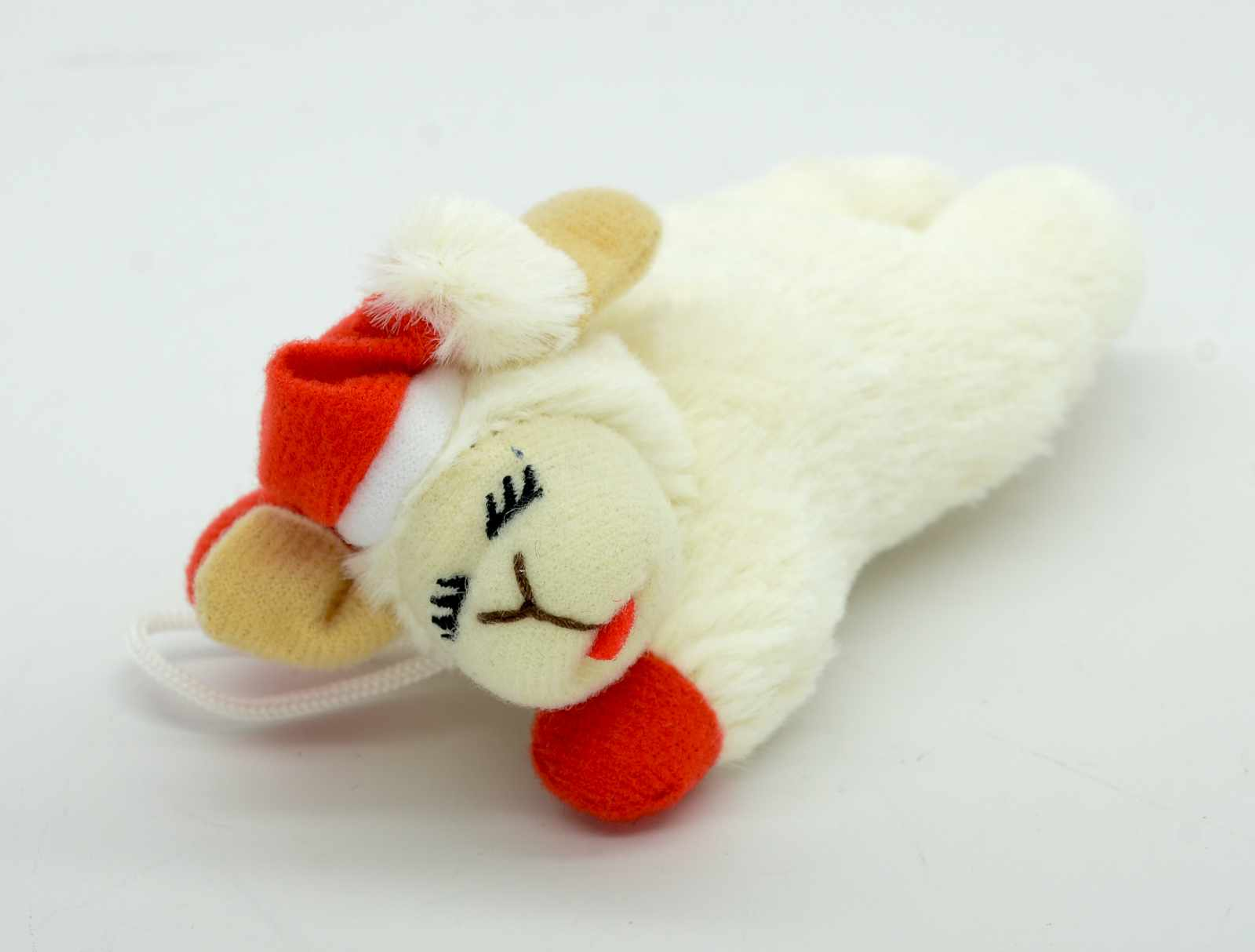 Multipet Holiday Lamb Chop w/ Santa Hat Cat Toy 4