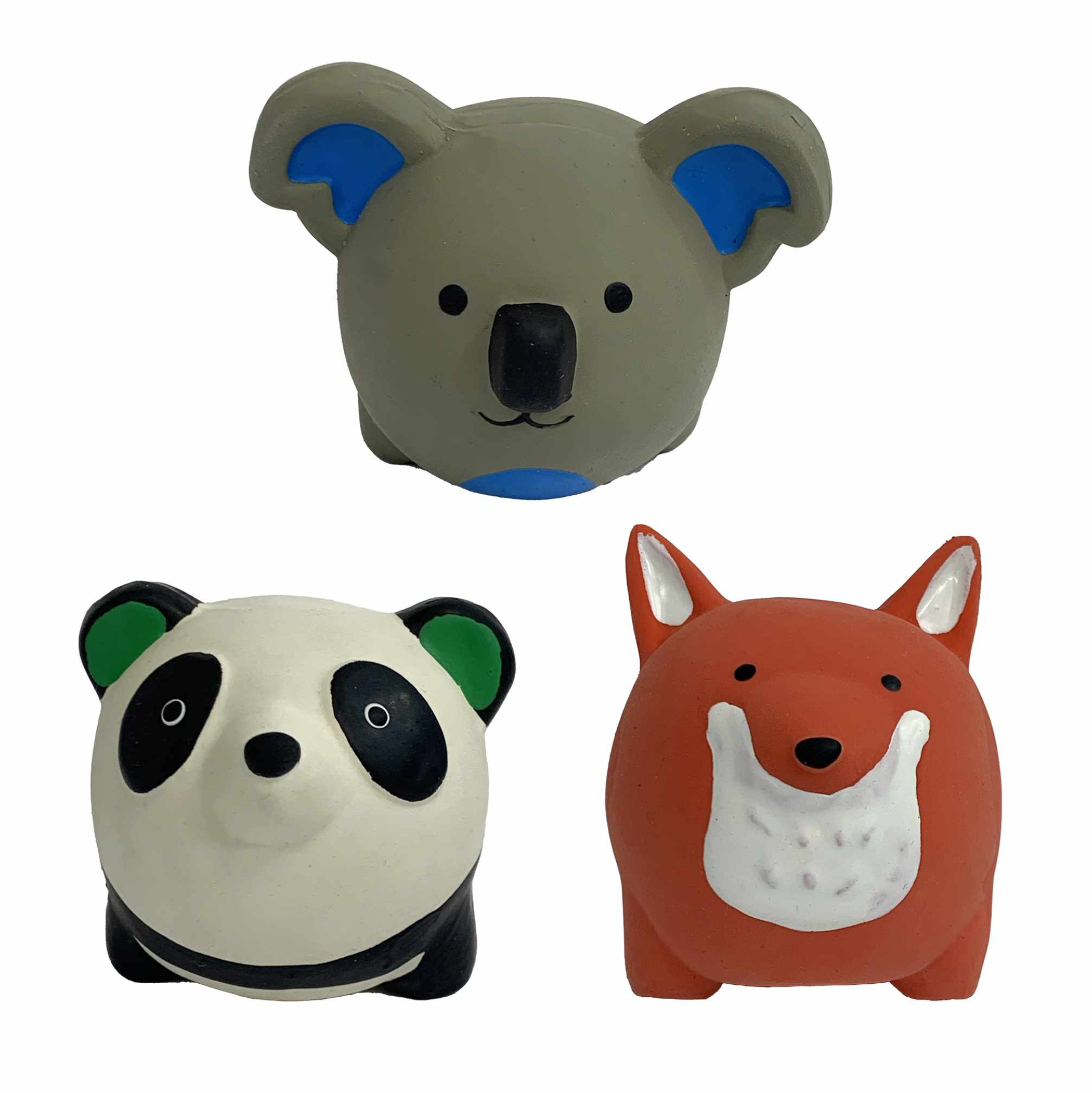 Multipet Minipet Latex Round Animals Dog Chew Toy Assorted Animals 2.5