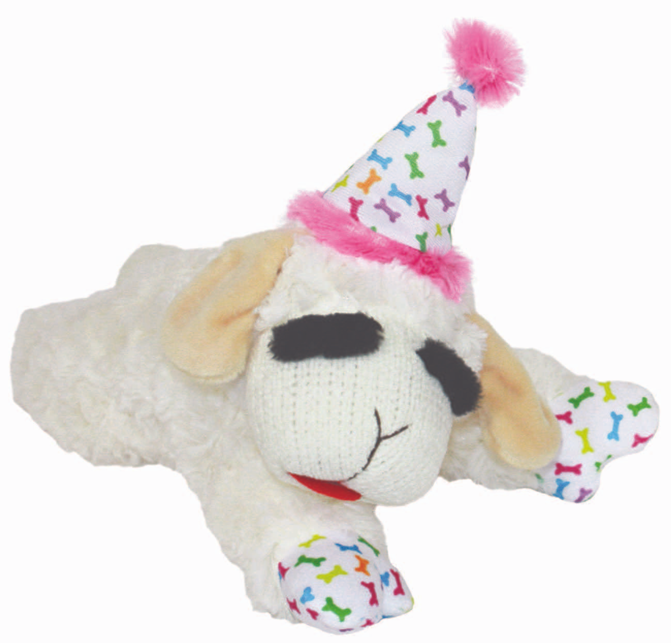 Multipet Lamb Chop w/ Birthday Hat Plush Dog Toy Image 1