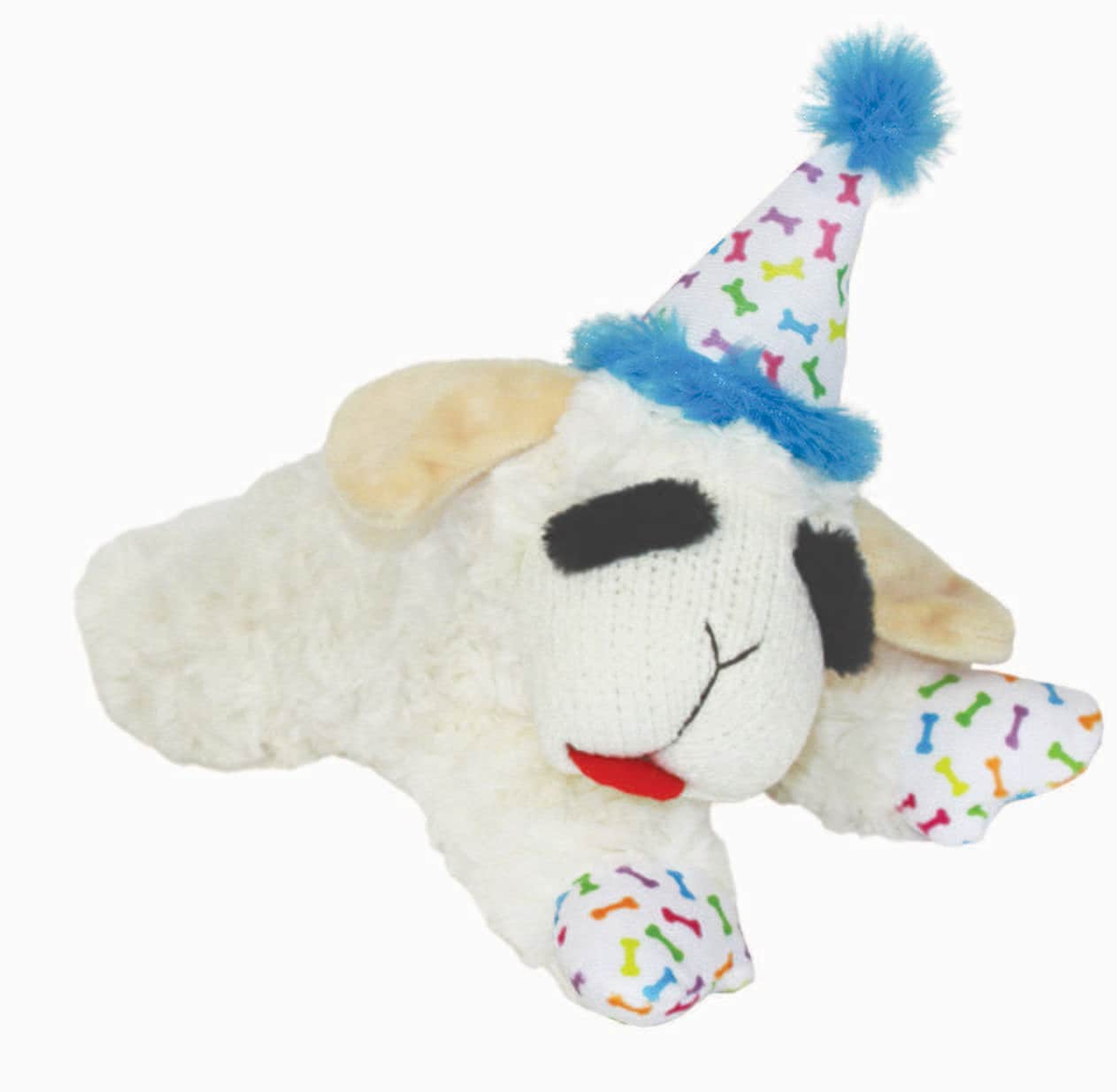 Multipet Lamb Chop w/ Birthday Hat Plush Dog Toy Image 1