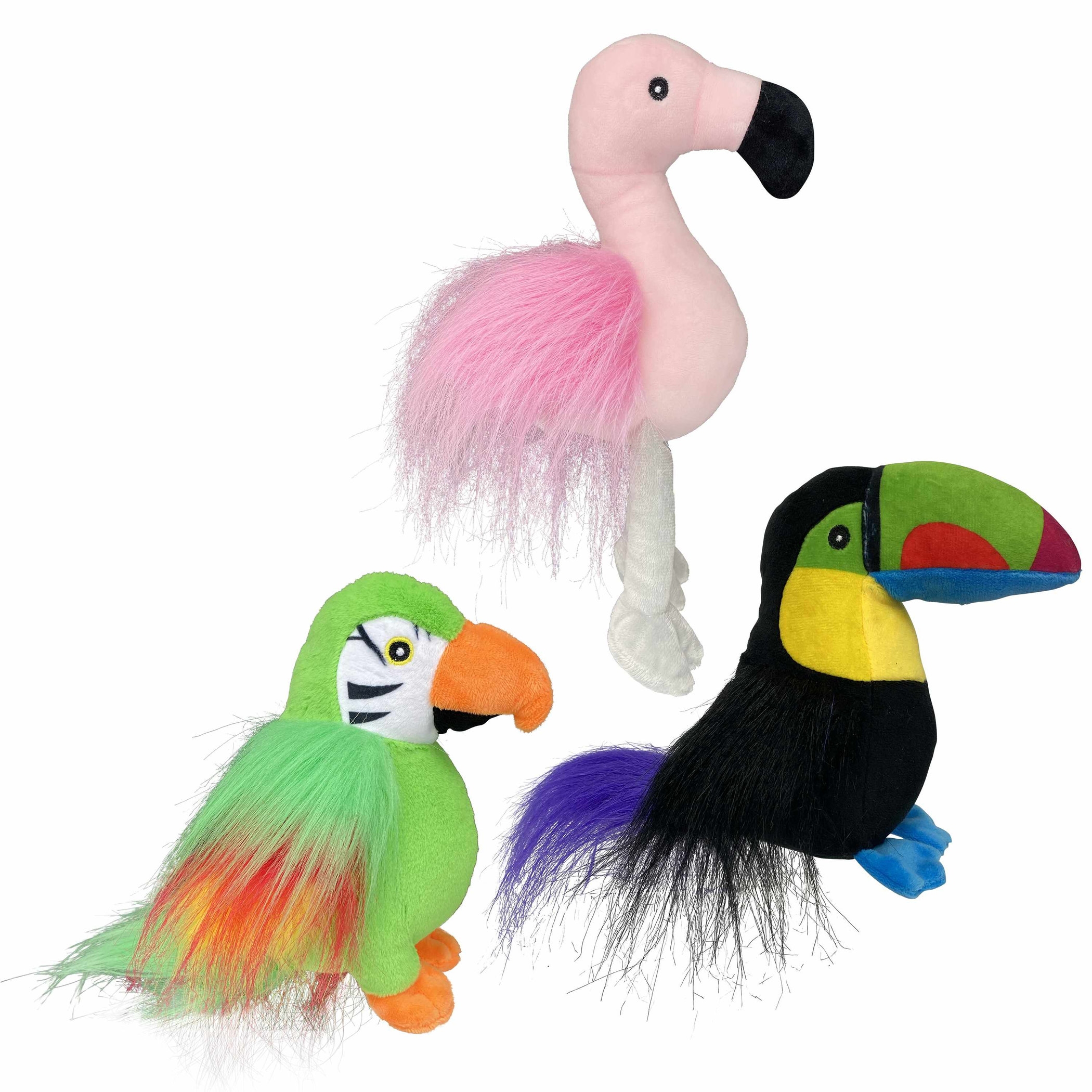 Multipet Margaritaville(R) Tropical Birds Plush Dog Toy Assorted 10.5