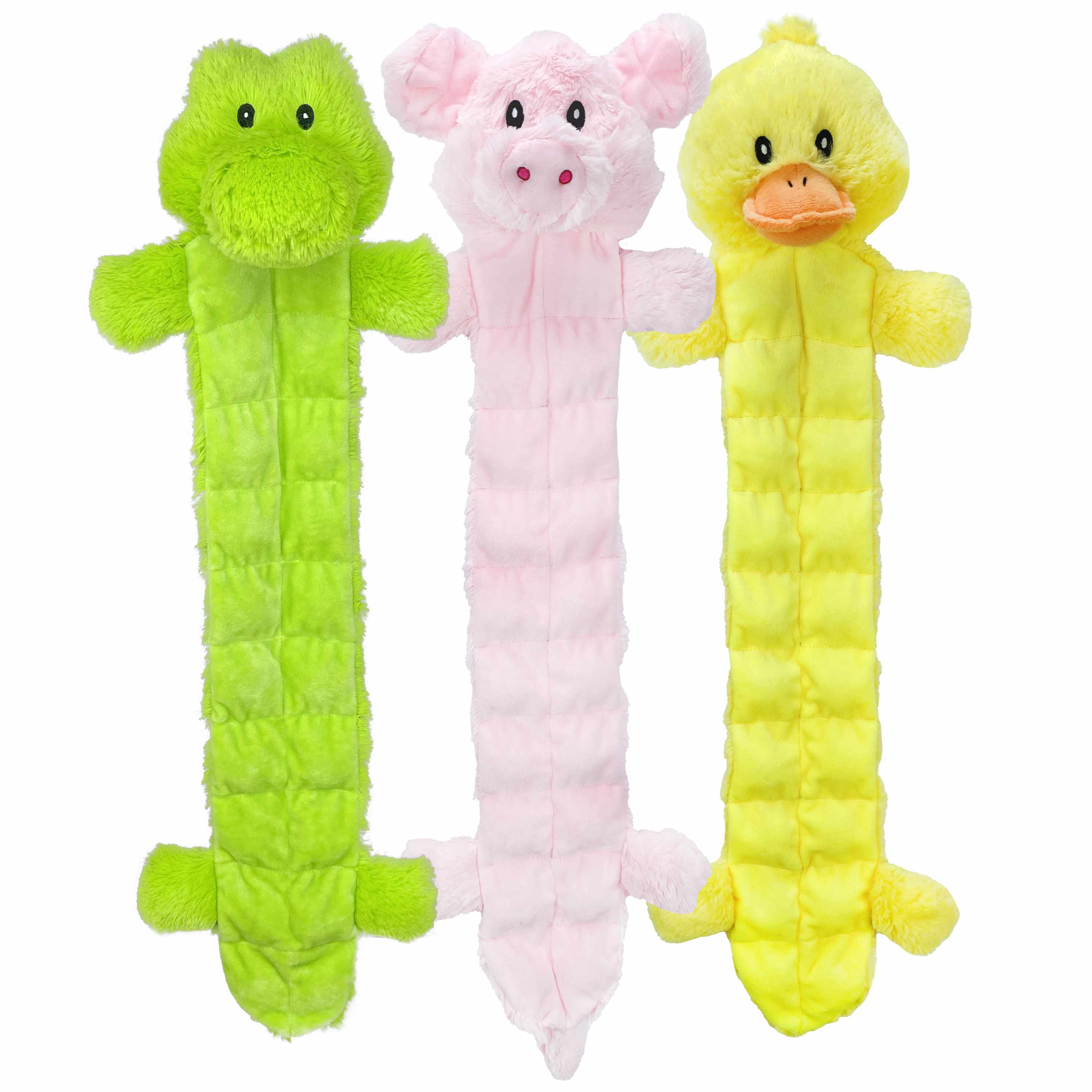 Multipet Long Squeaker Mat Plush Dog Toy  Assorted Animals 24