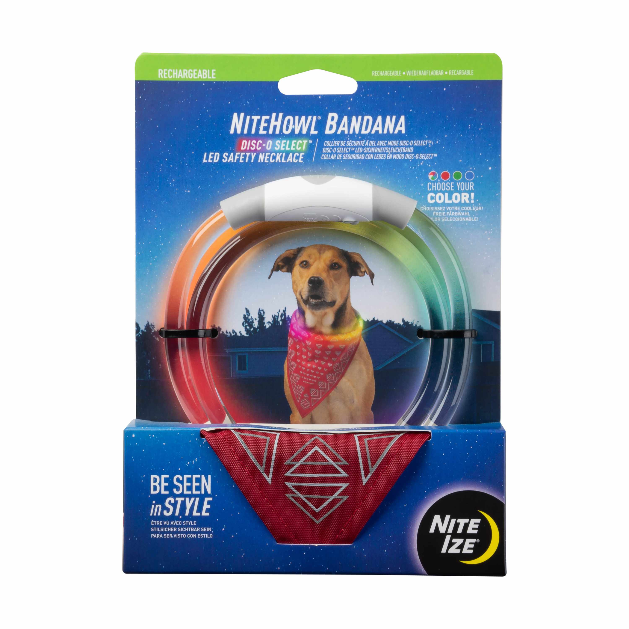 Nite Ize NiteHowl(R) Bandana Rechargeable LED Safety Necklace - Disc-O Select(TM) - Red Image 1