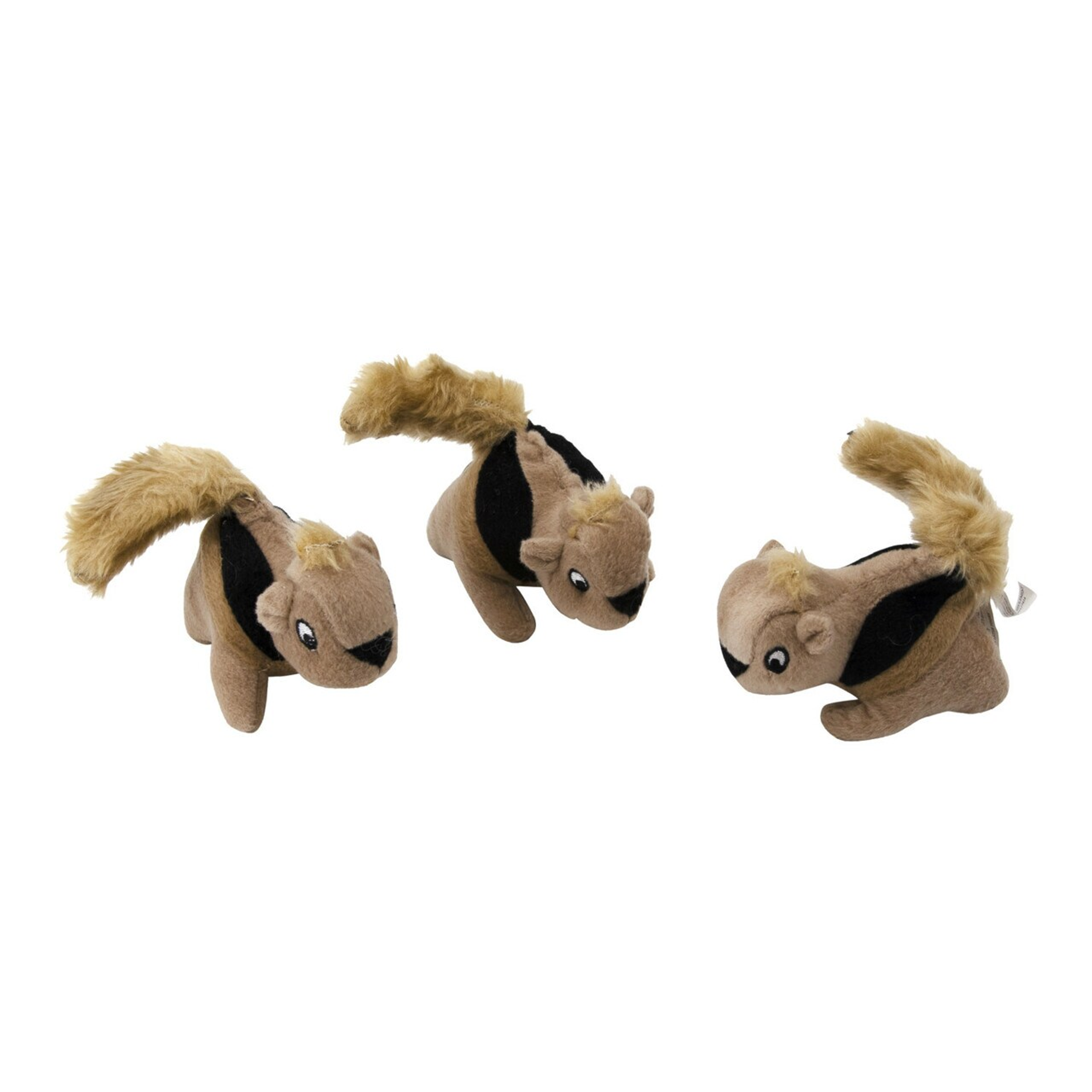 Outward Hound Squeakin' Squirrels Plush Dog Toy Brown 3pc Image 1