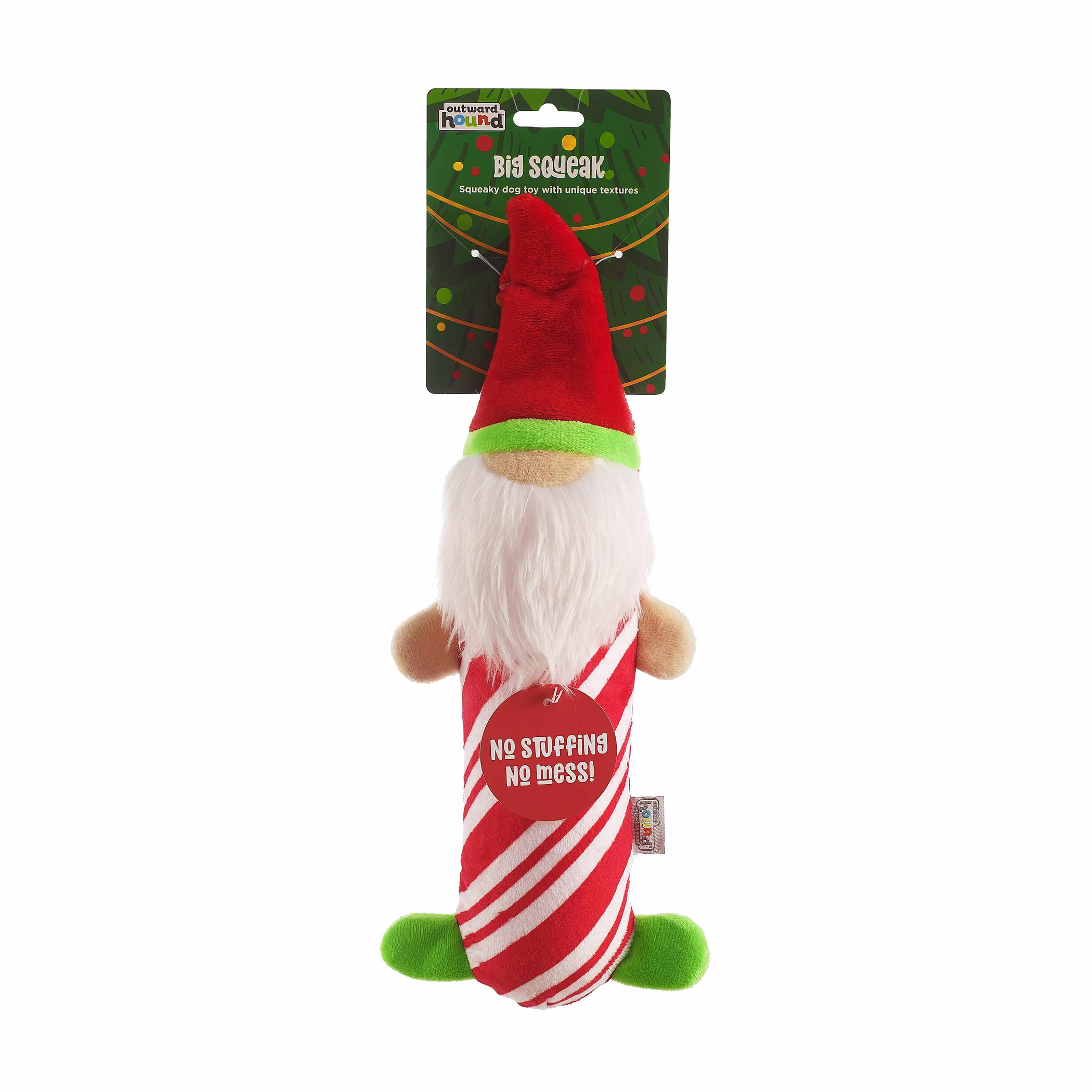 Petstages Stuffing Free Big Squeak Gnome Dog Chew Toy Red Image 1