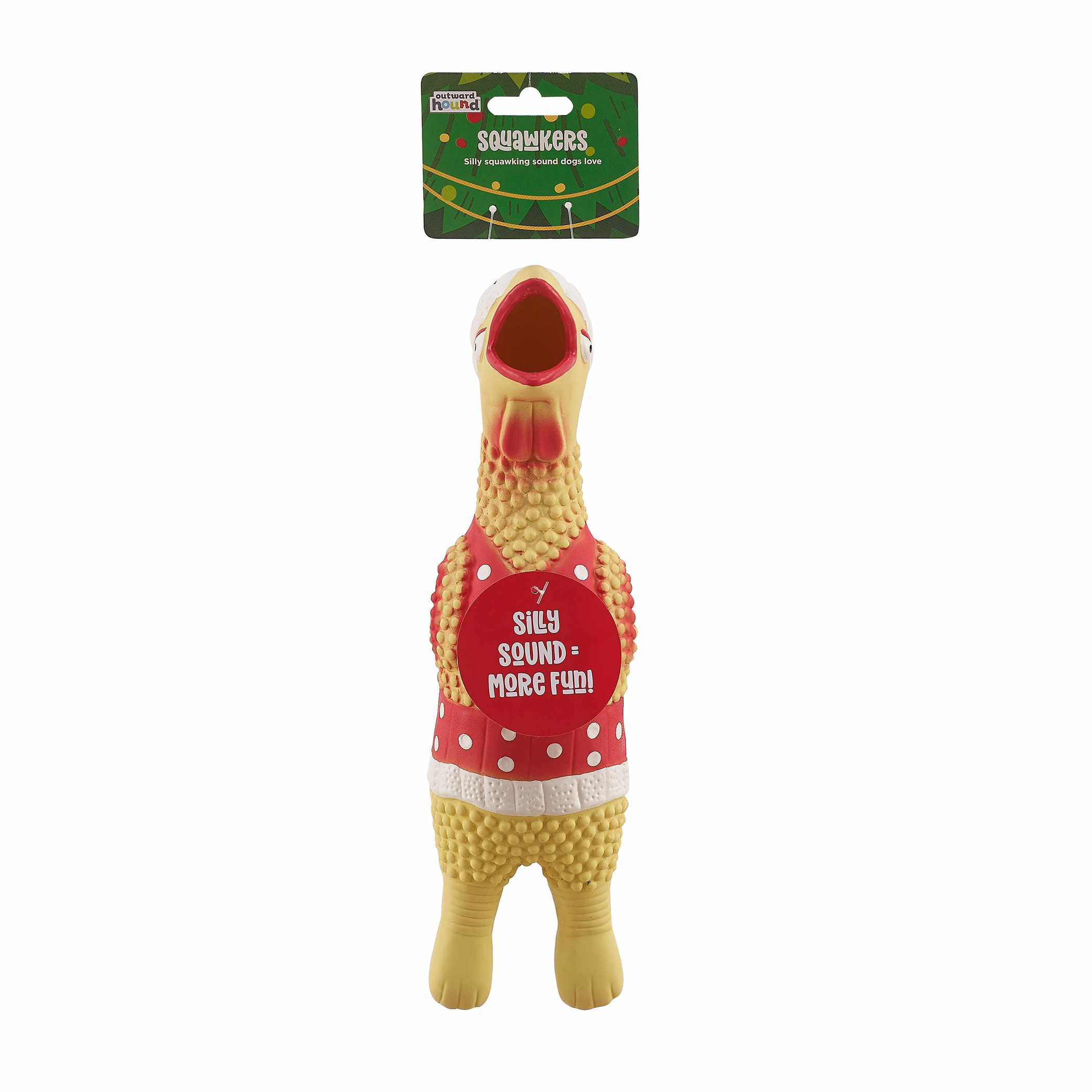 Outward Hound Squawkers Christmas Henrietta Latex Rubber Chicken Large Tan Image 1
