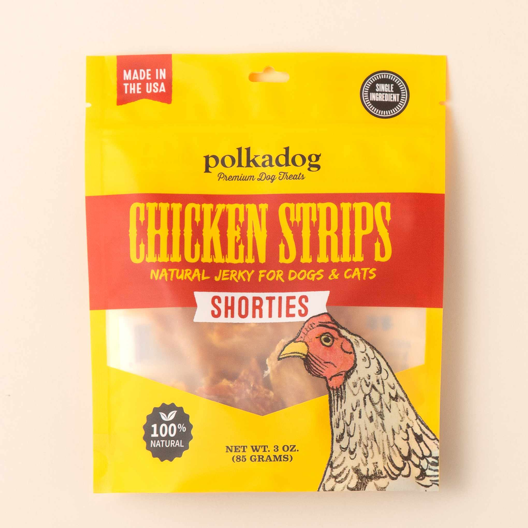 Polkadog Chicken Strips Jerky Shorties Dog and Cat Treats 3oz Image 1