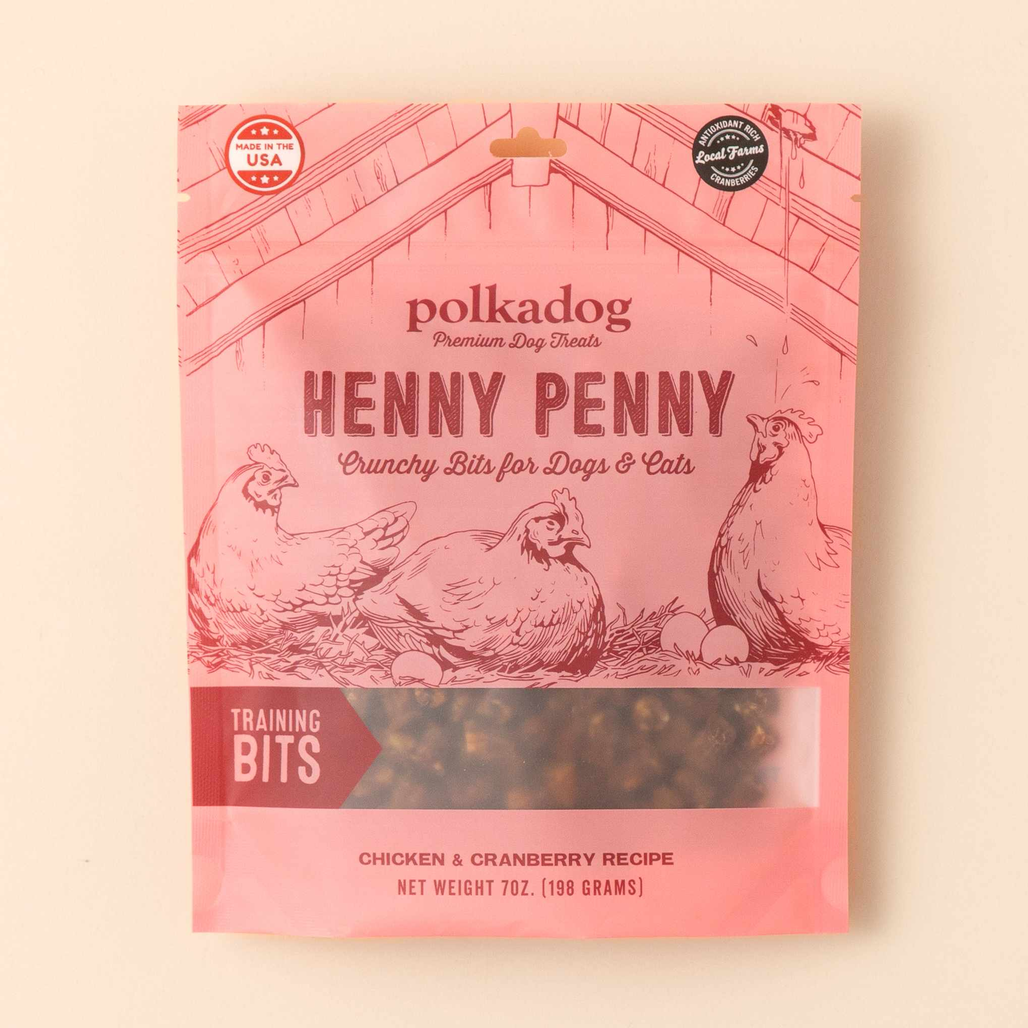 Polkadog Henny Penny Chicken & Cranberry Training Bits Crunchy Dog and Cat Treats 7oz Image 1