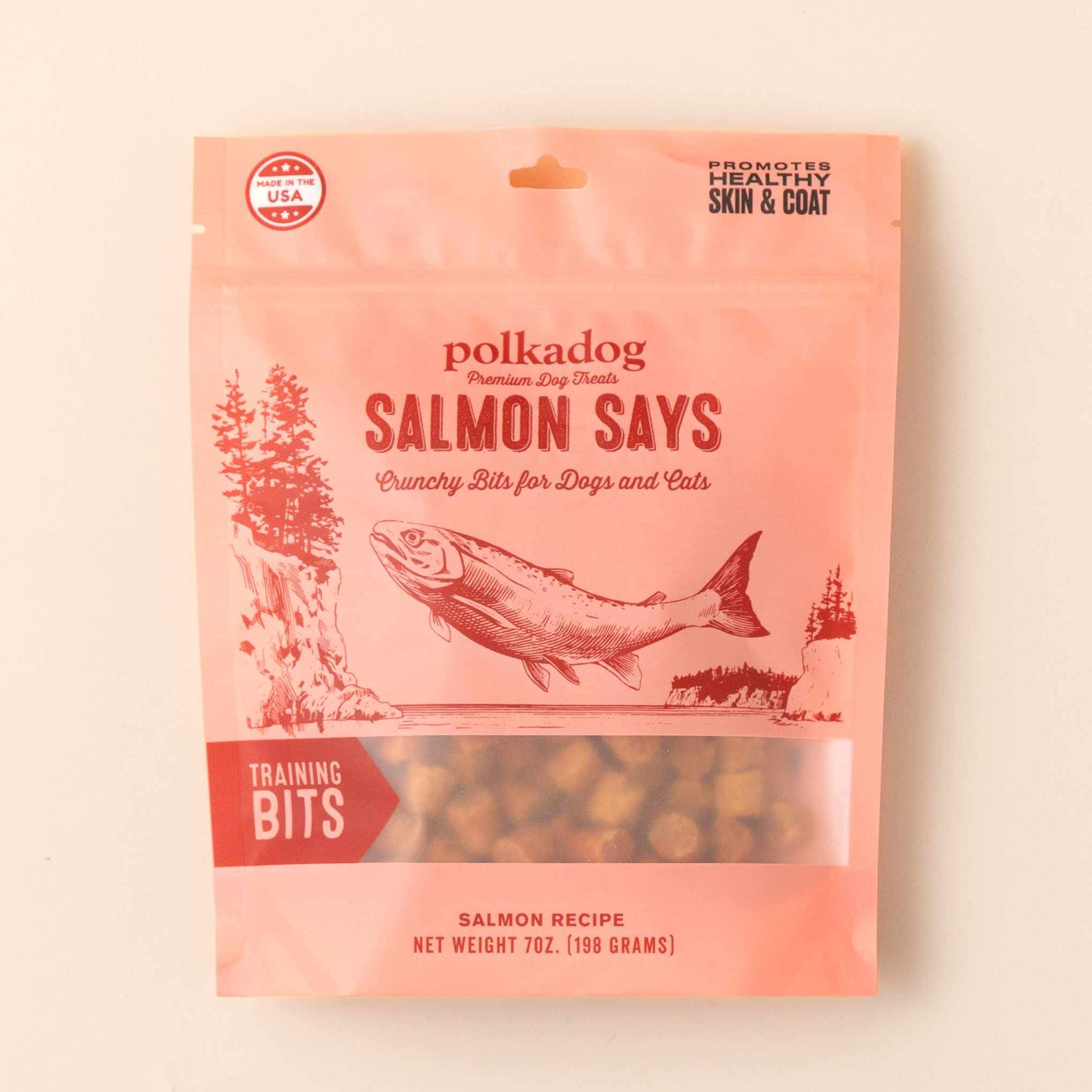 Polkadog Salmon Says Training Bits Crunchy Dog and Cat Treats Image 1