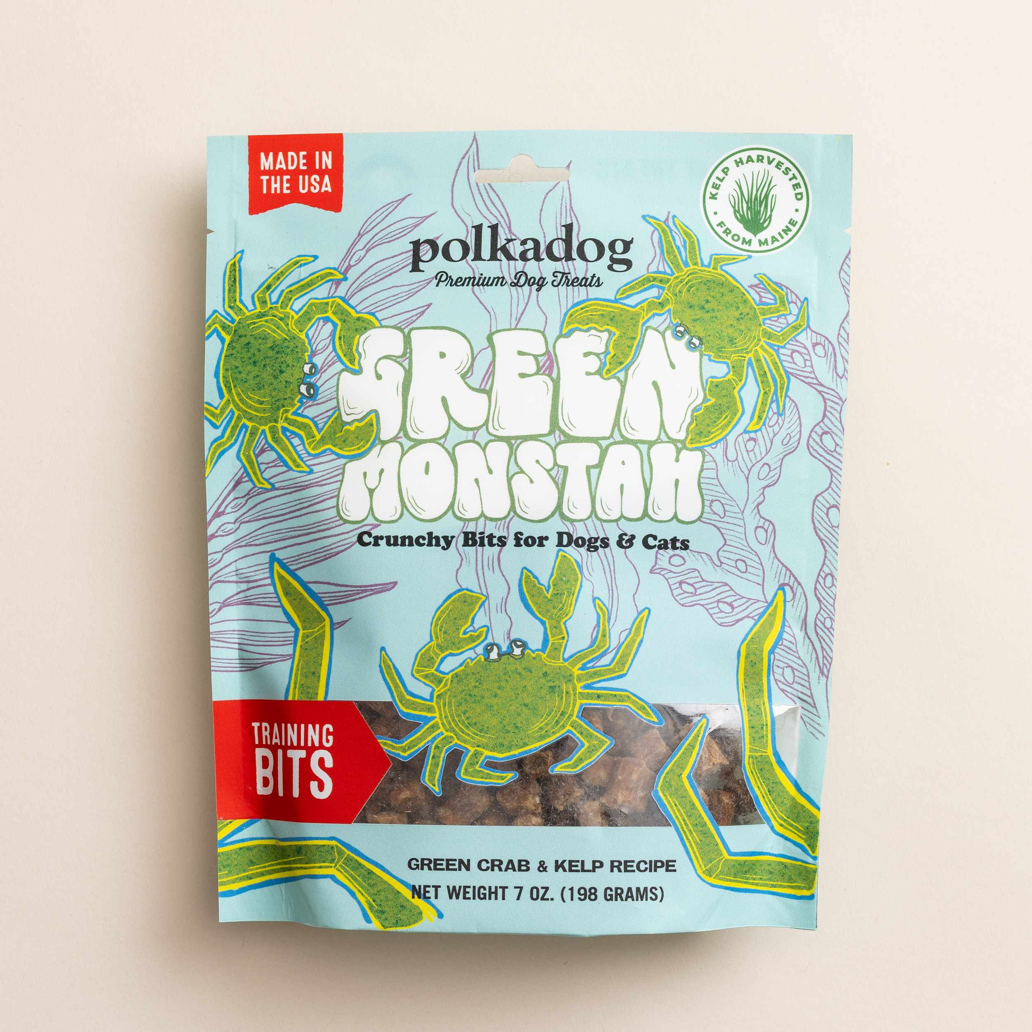 Polkadog Green Monstah Training Bits Crunchy Dog and Cat Treats 7oz Image 1