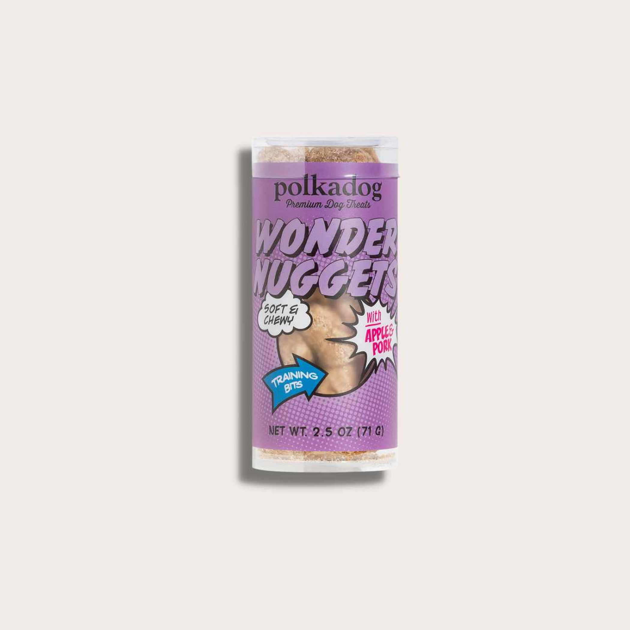 Polkadog Wonder Nuggets Training Bits Pork & Apple Soft & Chewy Dog Treats Mini Tube Image 1