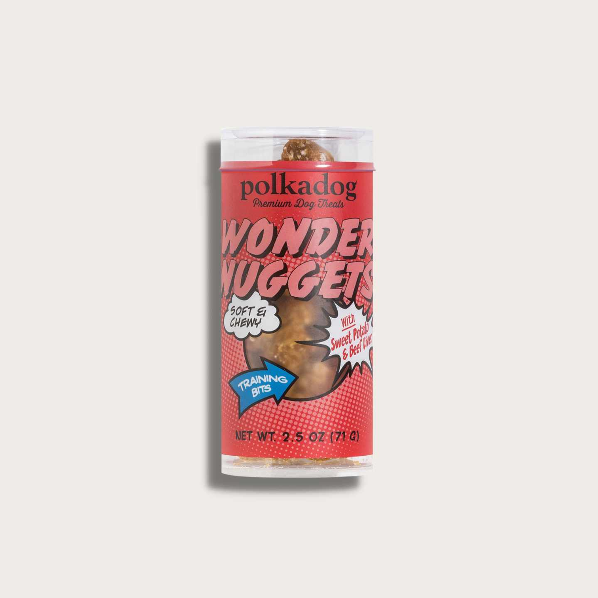 Polkadog Wonder Nuggets Training Bits Sweet Potato & Beef Liver Soft & Chewy Dog Treats Mini Tube Image 1