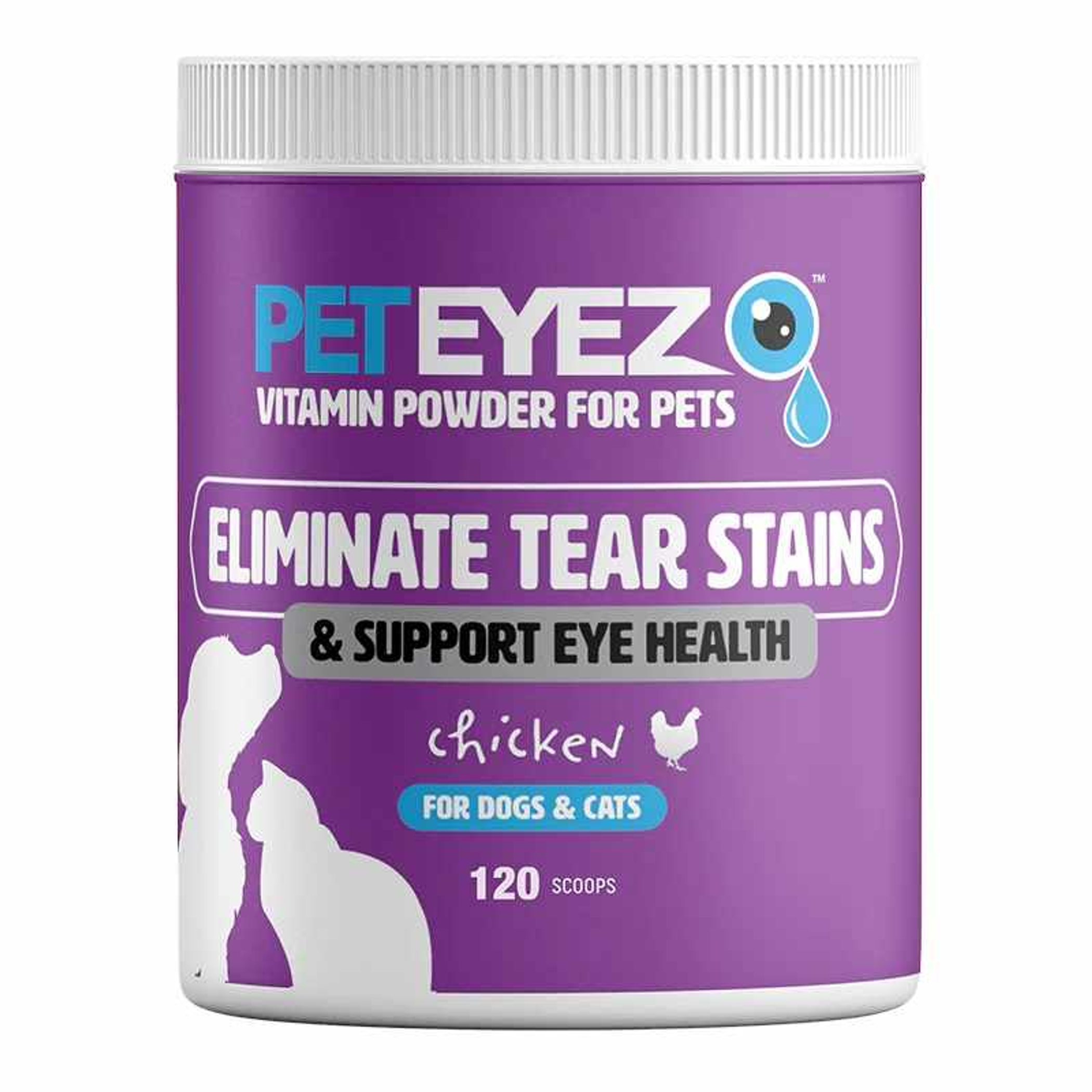 Pet Eyez Vitamin Powder For Dogs & Cats Chicken 120 Scoops Image 1