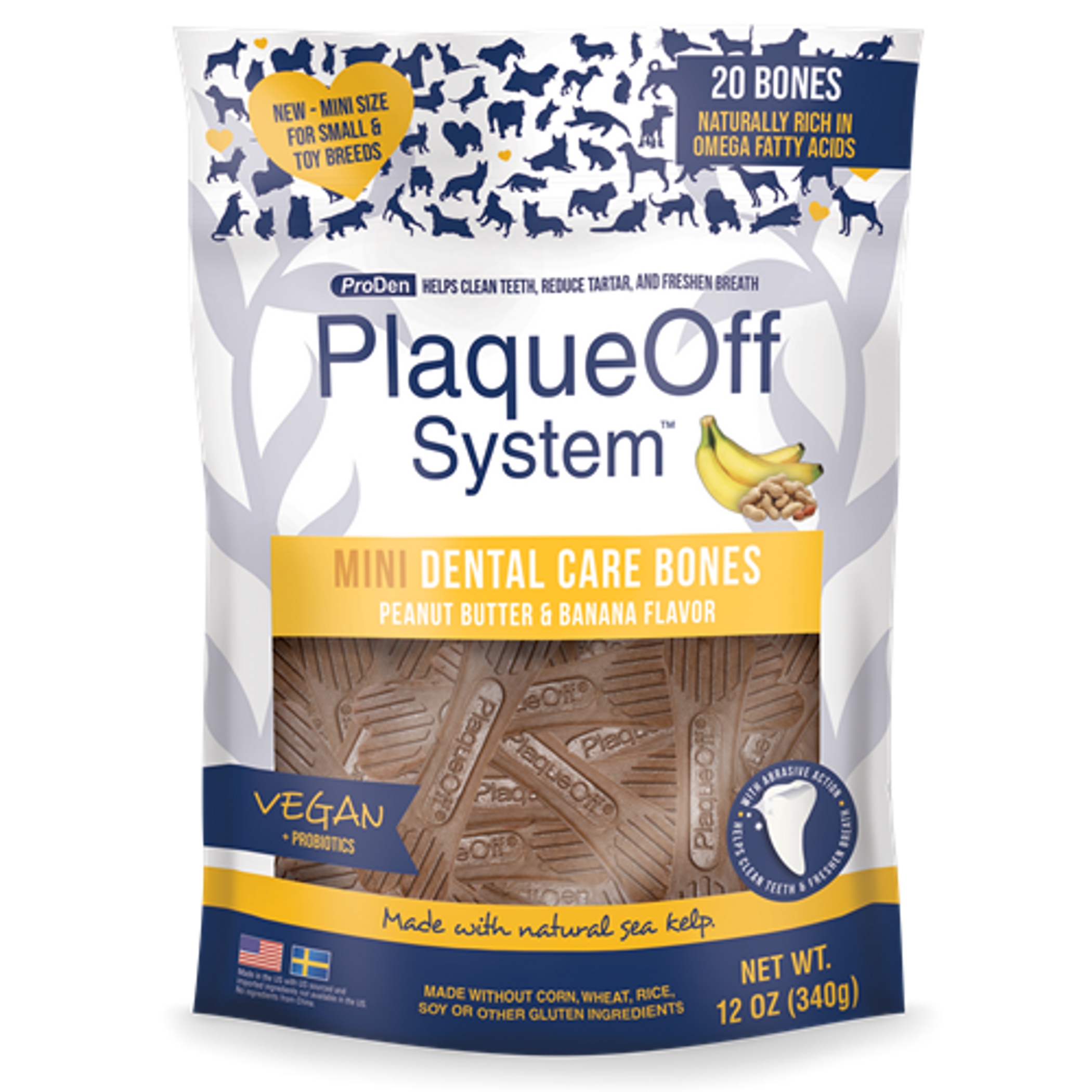 PlaqueOff MINI Dental Care Bones - Peanut Butter & Banana Image 1