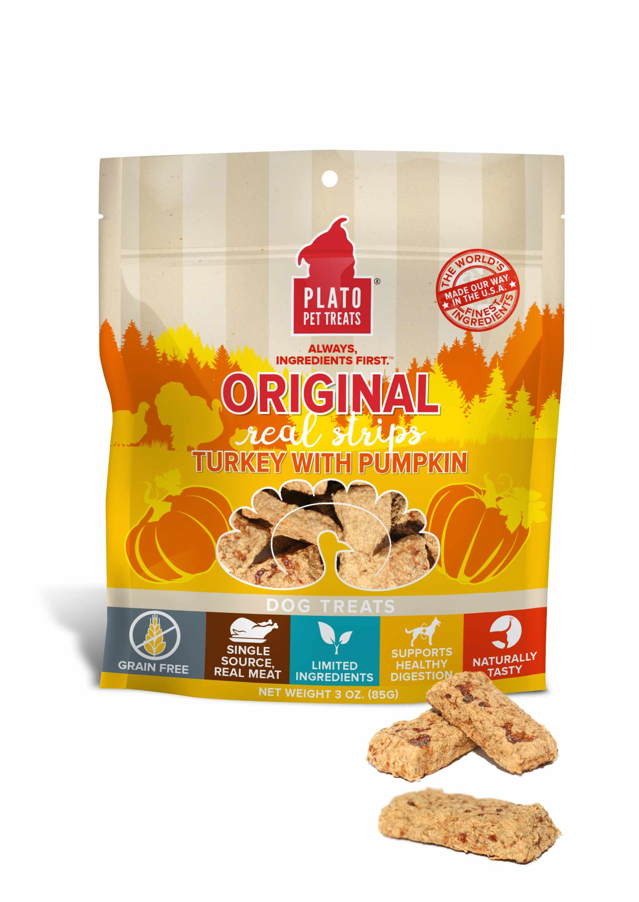 Plato Original Real Strips Turkey & Pumpkin Image 1