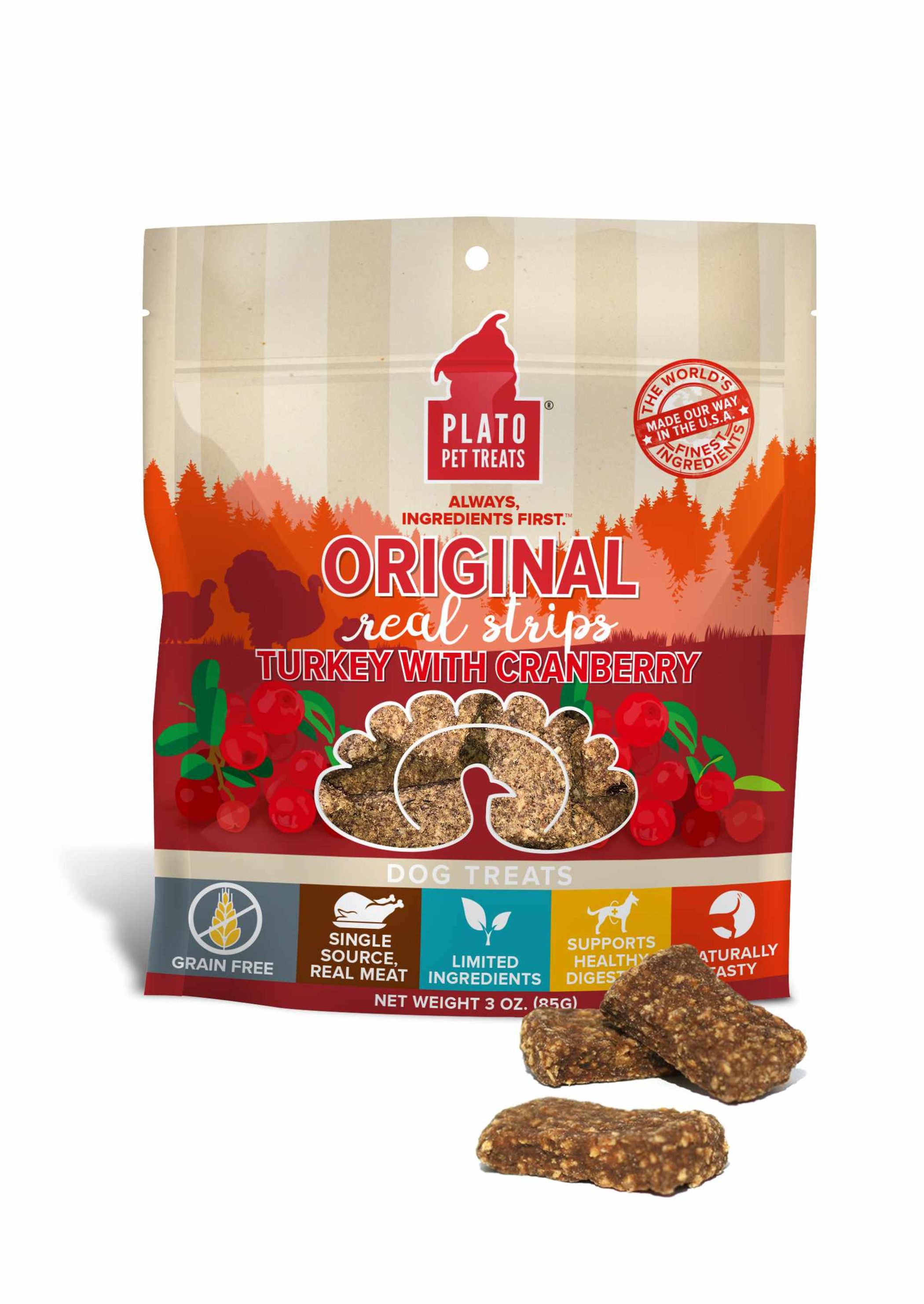 Plato Original Real Strips Turkey & Cranberry Image 1