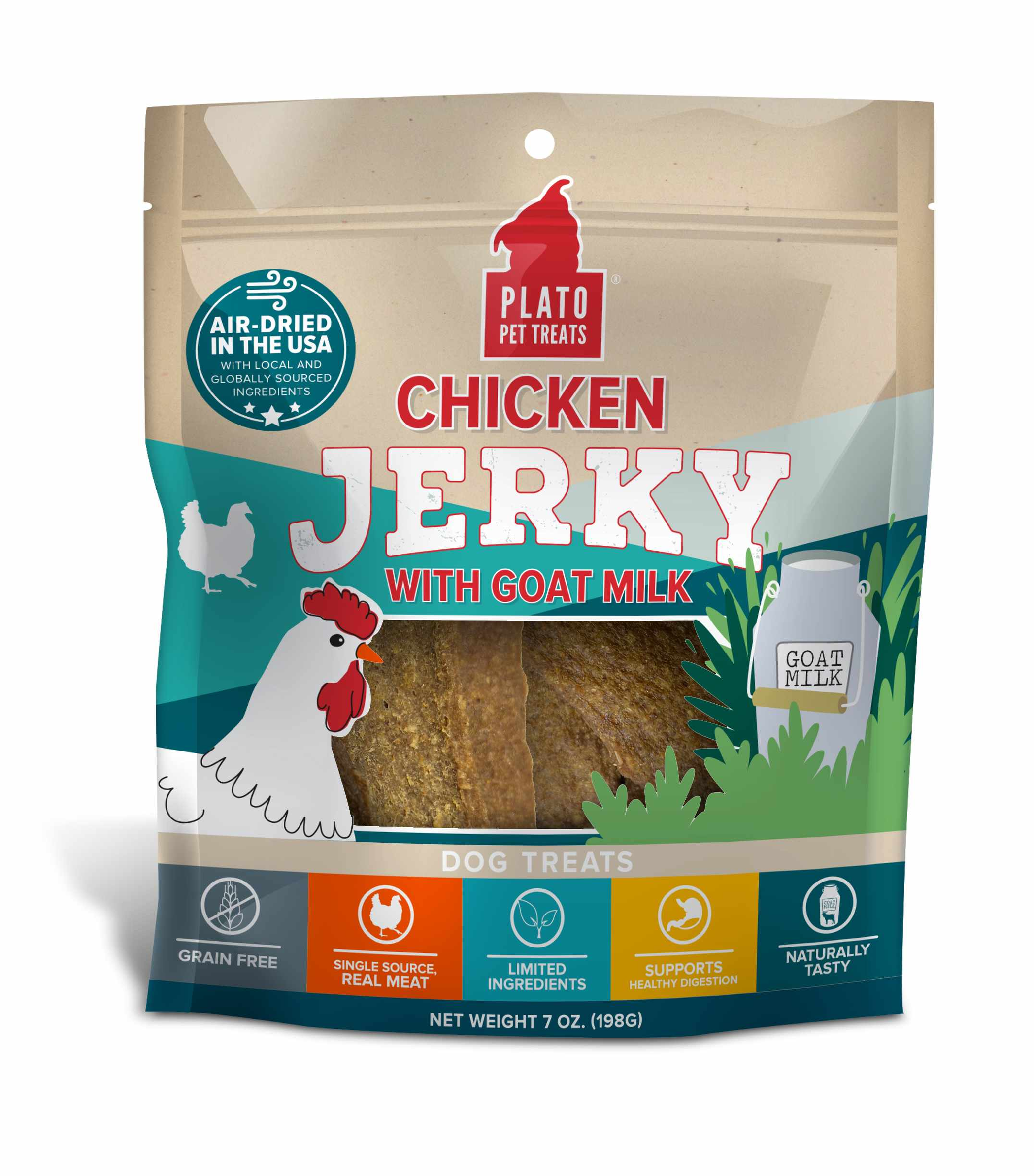 Plato Pet Treats Chicken Jerky with Goat's Milk Image 1