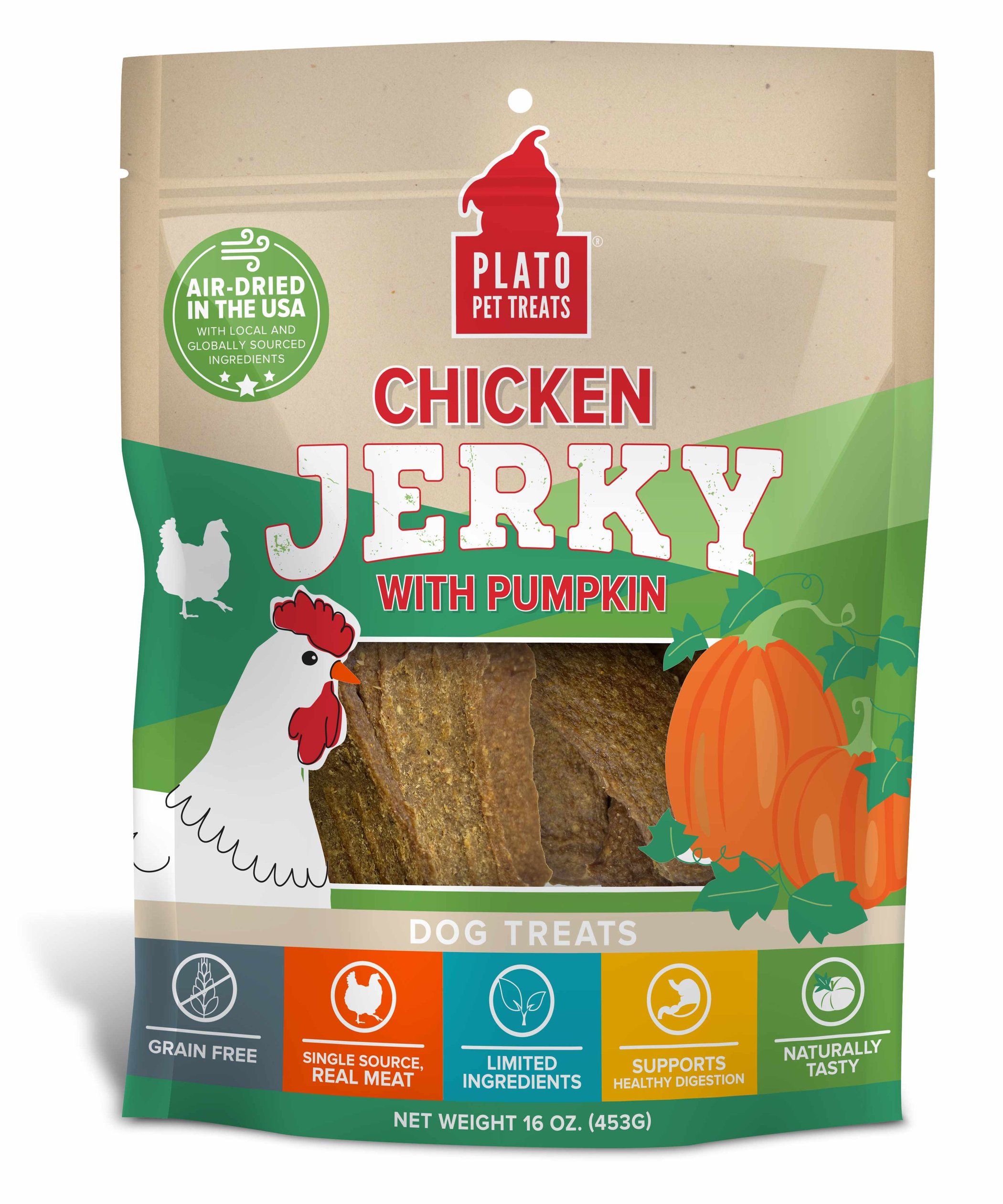 Plato Pet Treats Chicken Jerky with Pumpkin Image 1