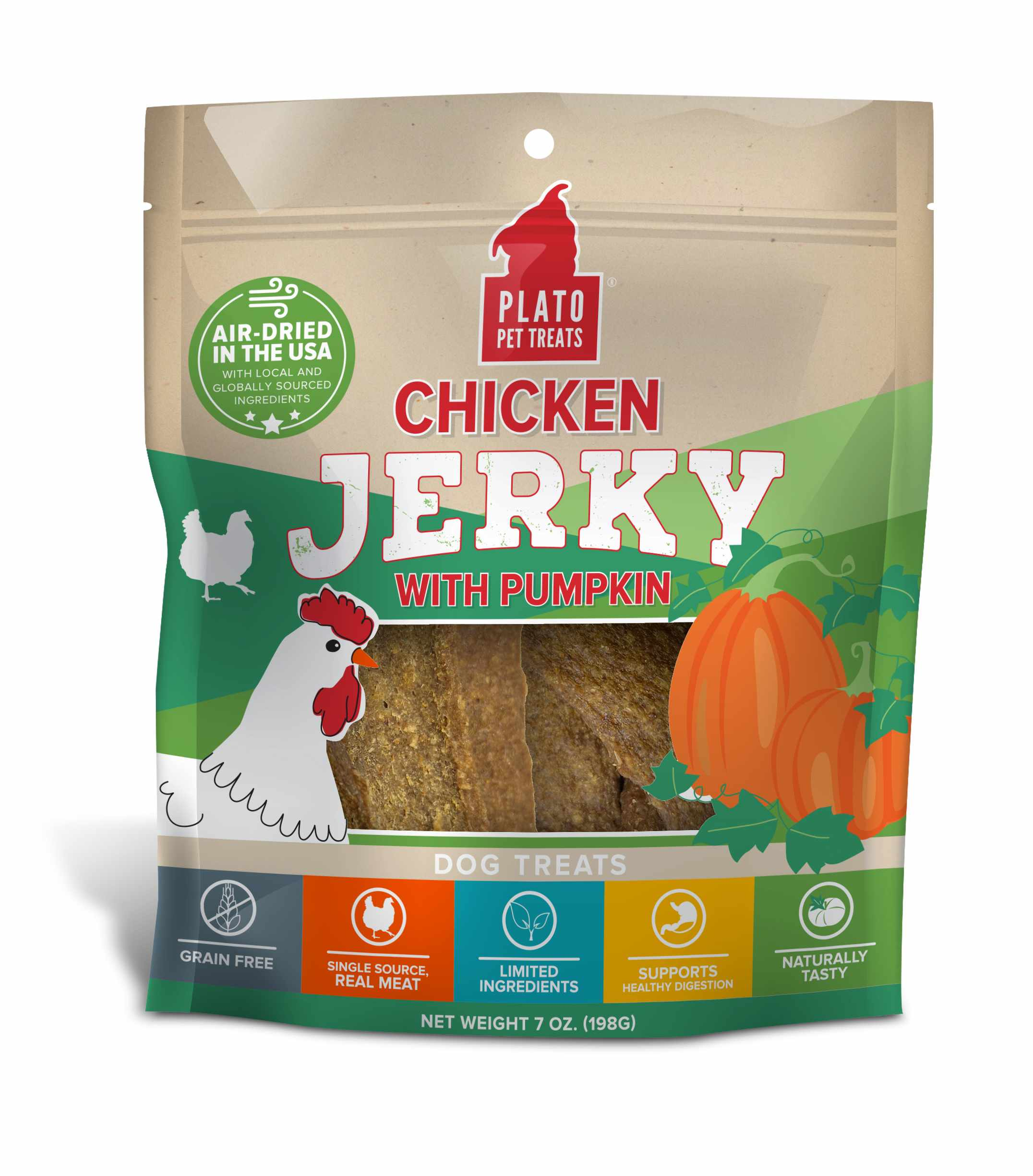 Plato Pet Treats Chicken Jerky with Pumpkin Image 1