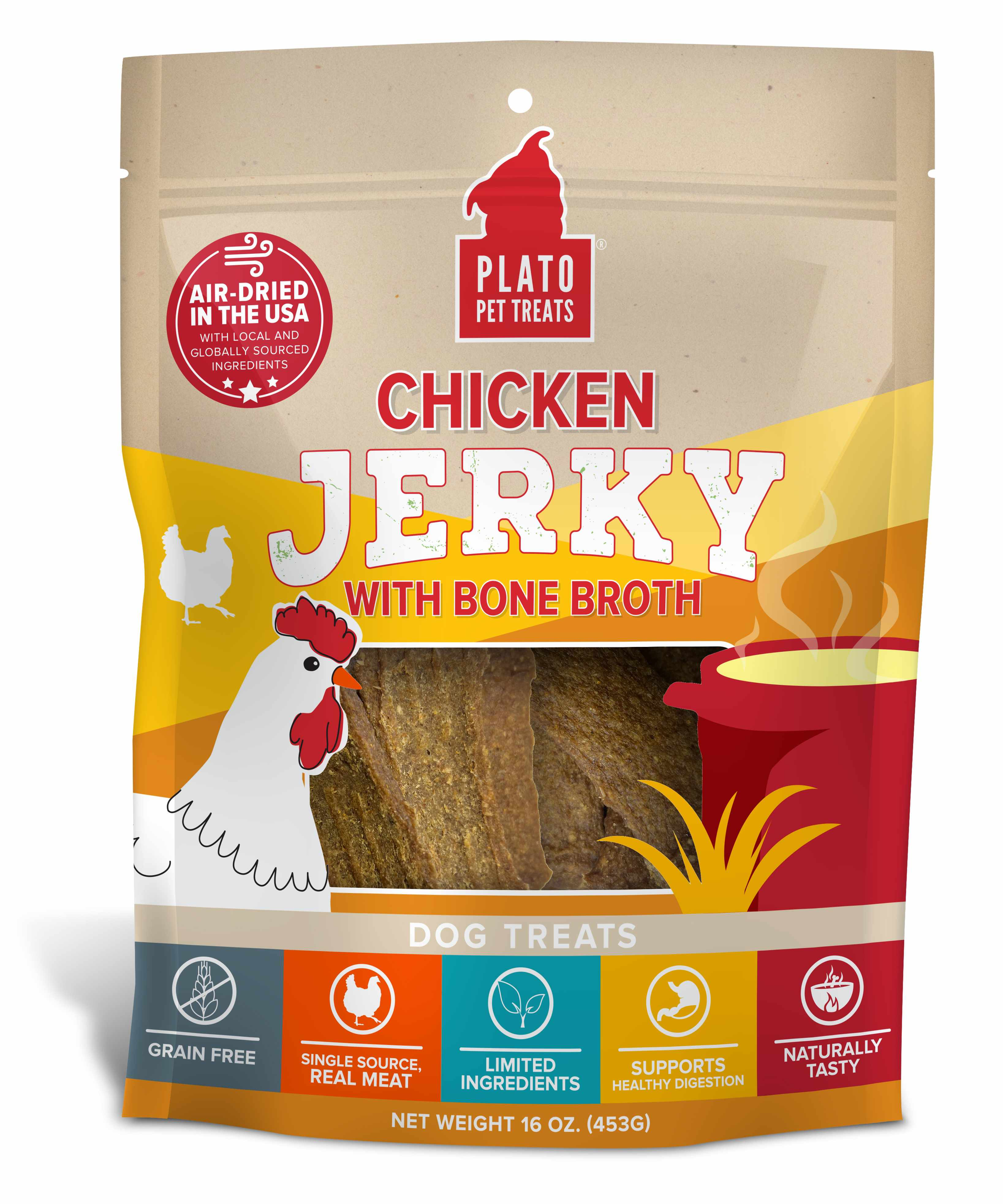 Plato Pet Treats Chicken Jerky with Bone Broth Image 1