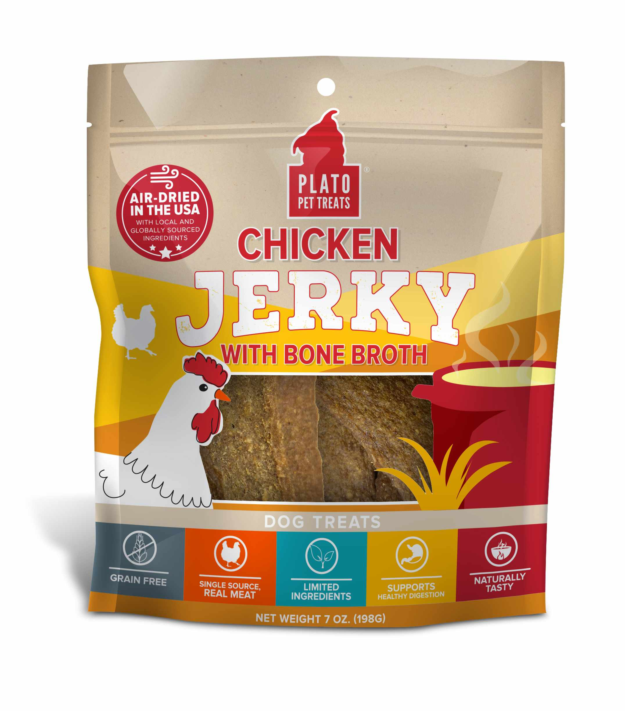 Plato Pet Treats Chicken Jerky with Bone Broth Image 1