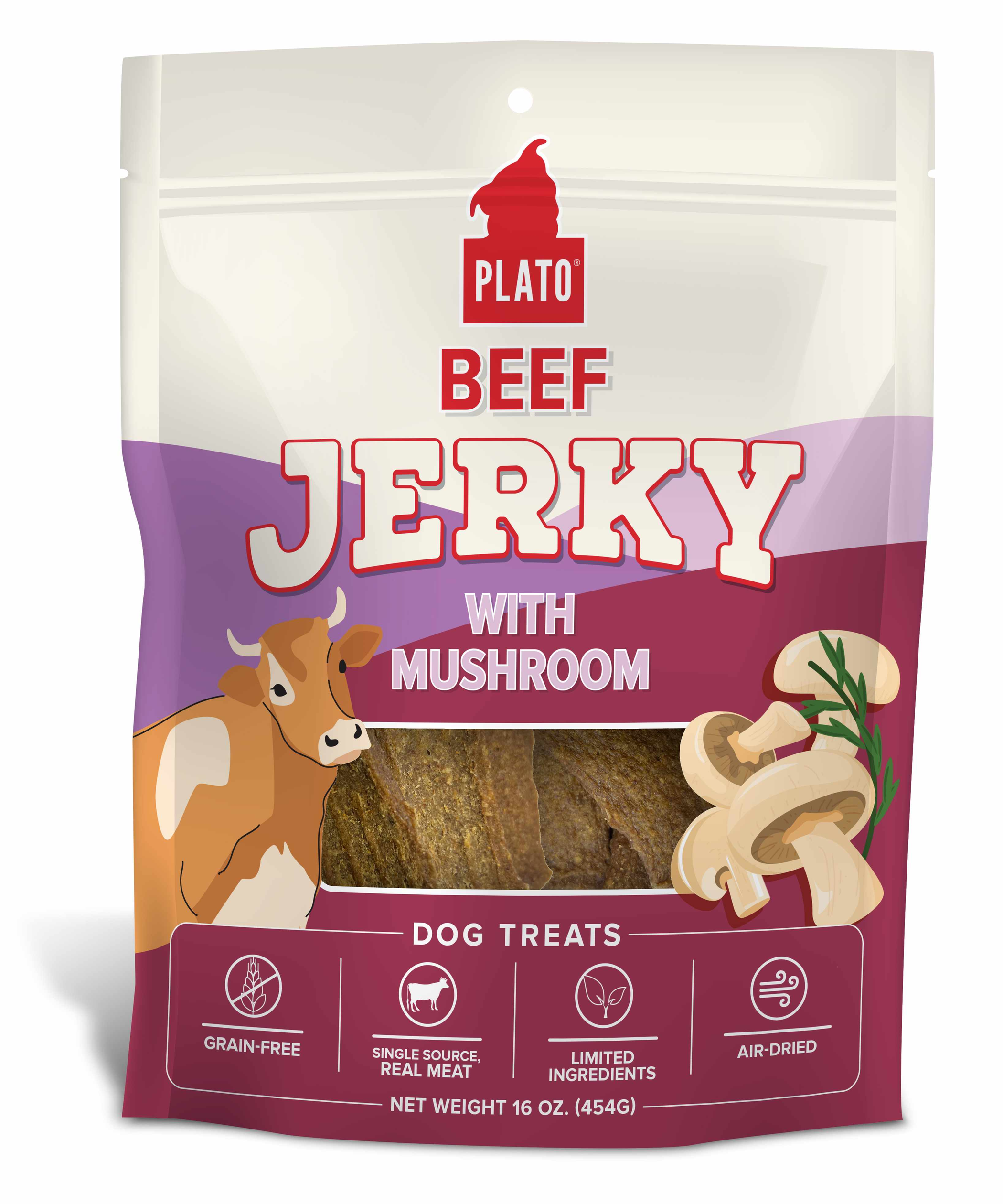 Plato Beef Jerky with Mushroom Dog Treats Image 1