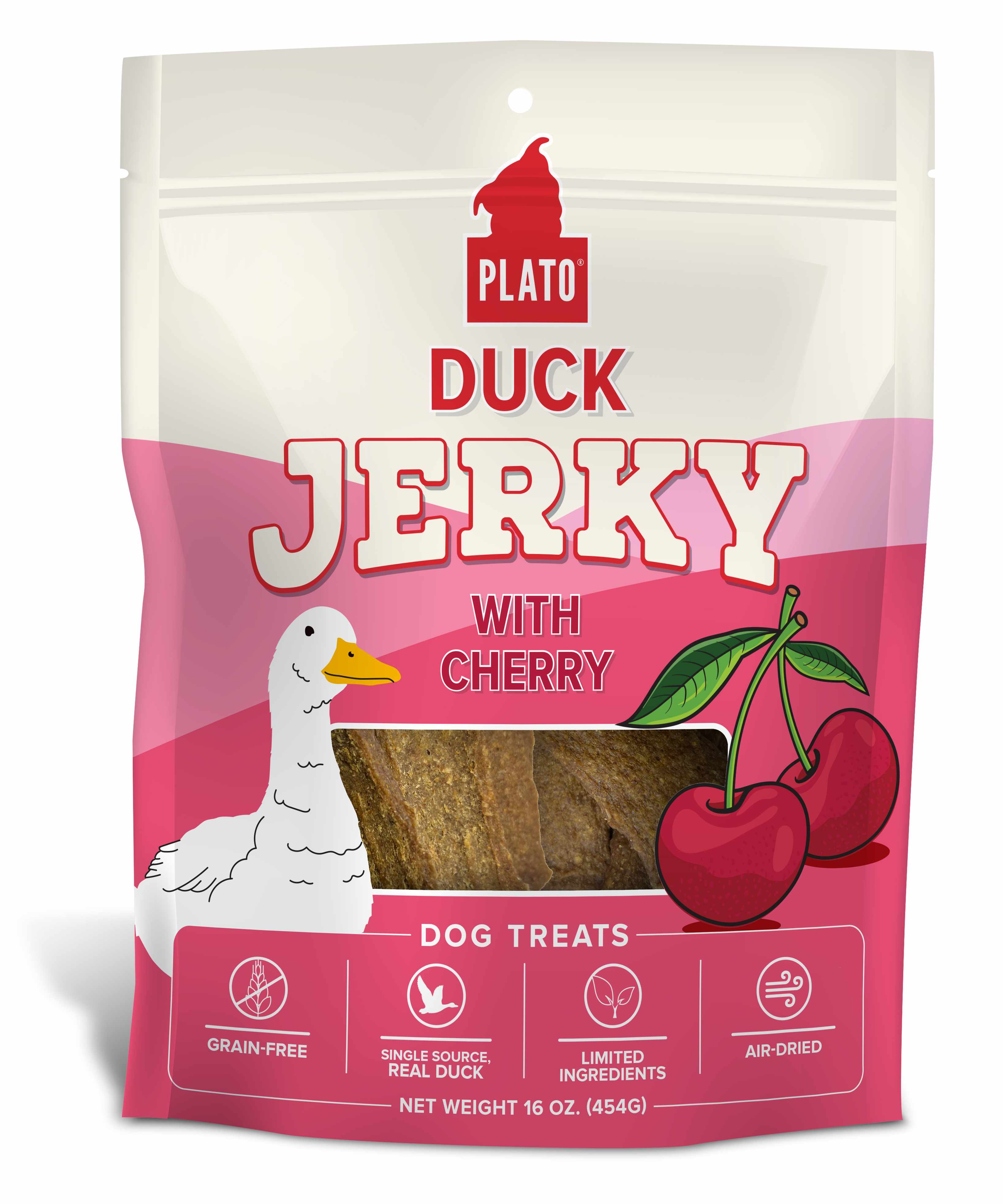 Plato Duck Jerky with Cherry Dog Treats Image 1