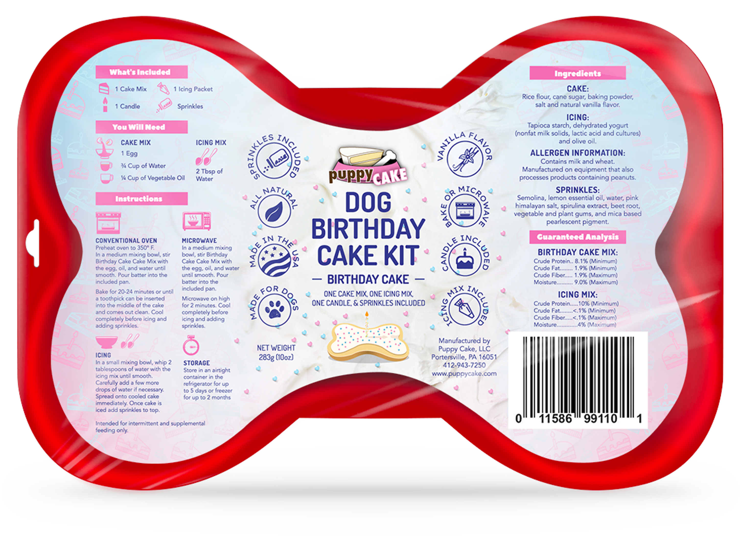Puppy Cake Dog Birthday Cake Kit  Birthday Cake Flavor with Pupfetti Sprinkles 10oz Image 1