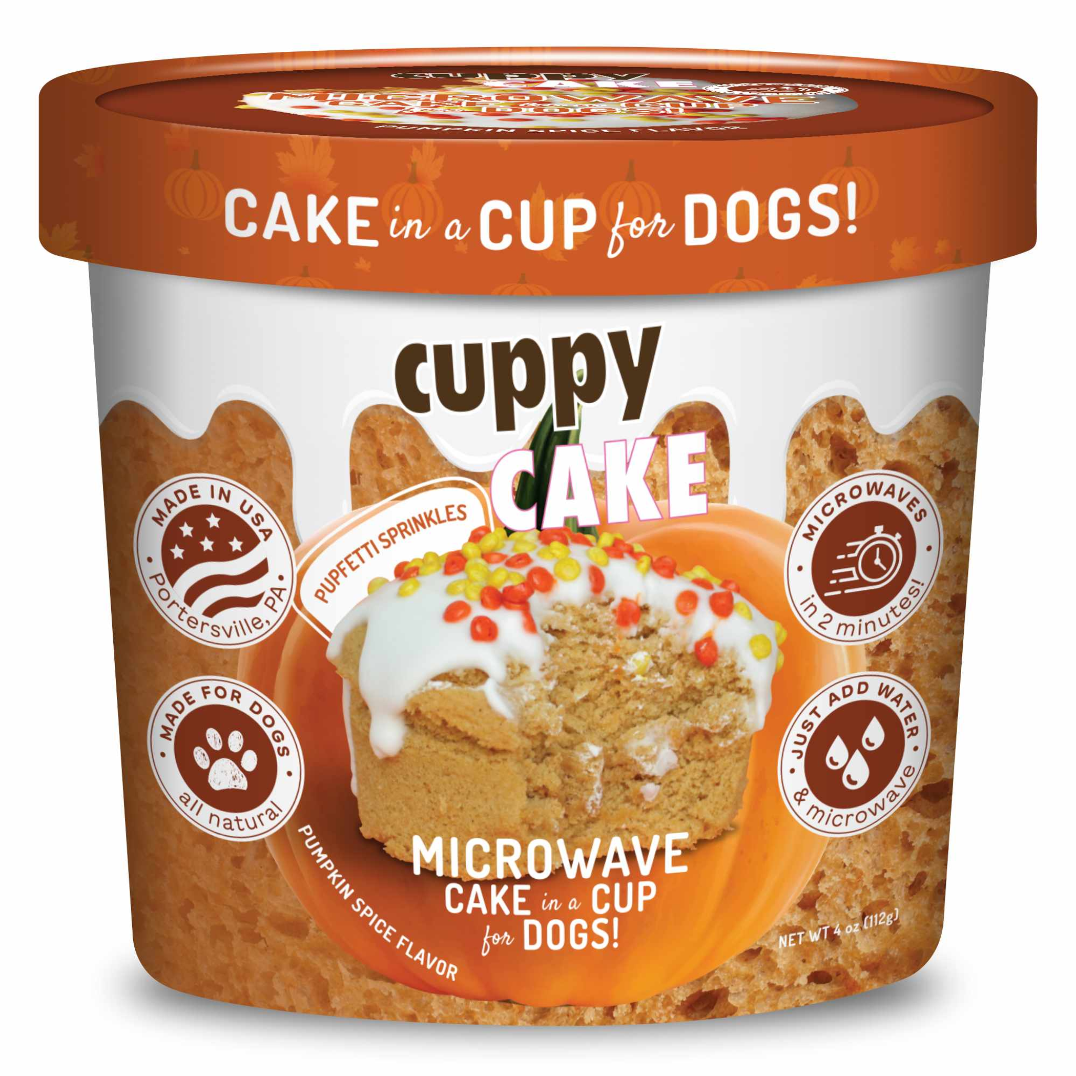 Puppy Cake Cuppy Cake Mix Pumpkin Spice with Pupfetti Sprinkles Image 1