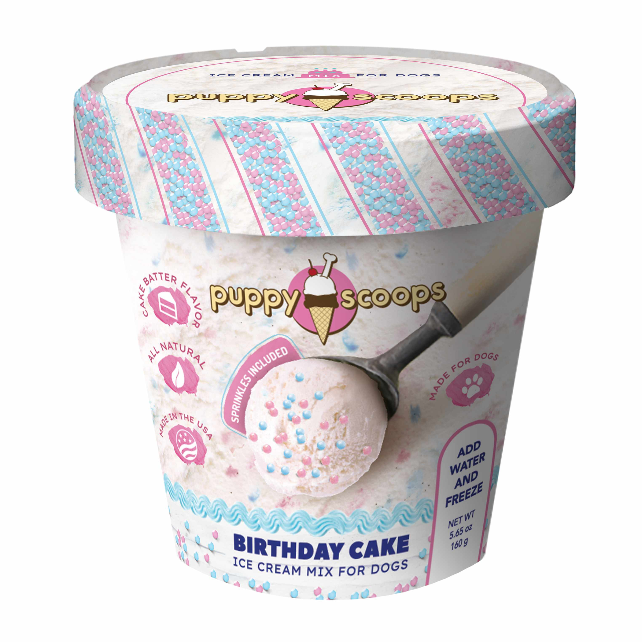 Puppy Cake Scoops Ice Cream Mix Birthday Cake with Pupfetti Sprinkles Pint Large 5.65oz Image 1