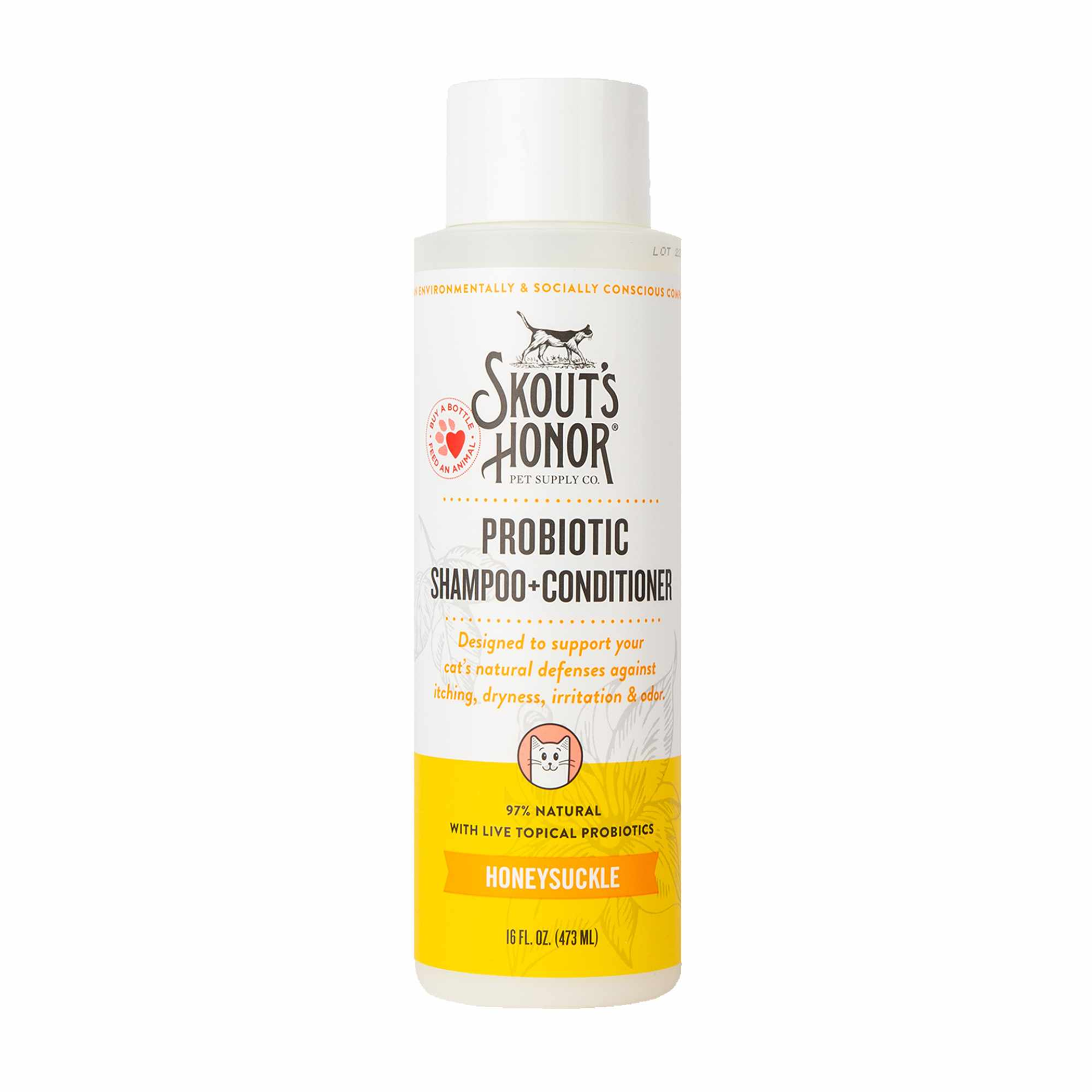 Skout's Honor Cat Probiotic Shampoo + Conditioner Honeysuckle 16oz Image 1