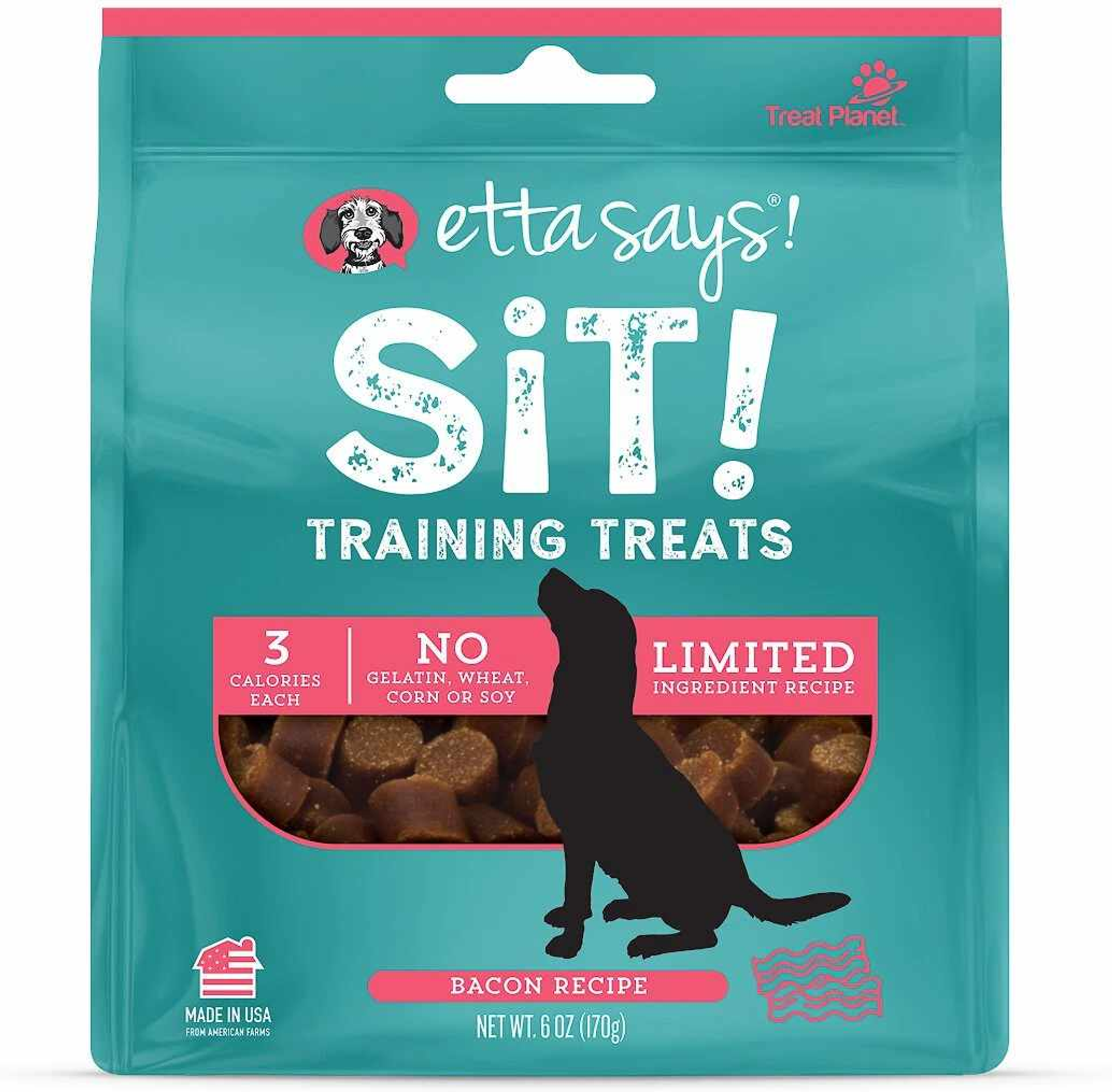 Etta Says! Sit! Dog Training Treats Bacon Recipe 6oz Image 1