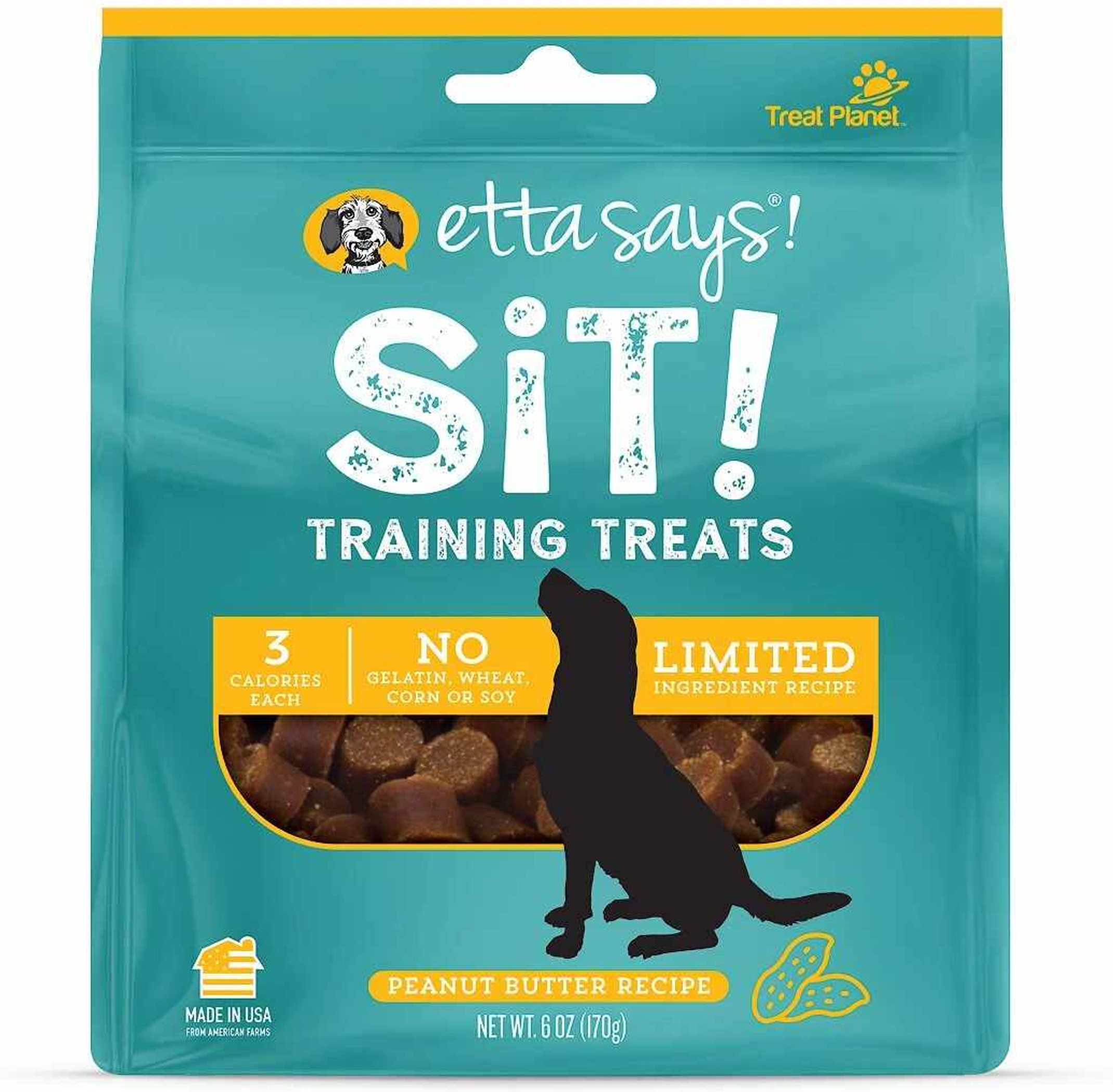 Etta Says! Sit! Dog Training Treats Peanut Butter Recipe 6oz Image 1