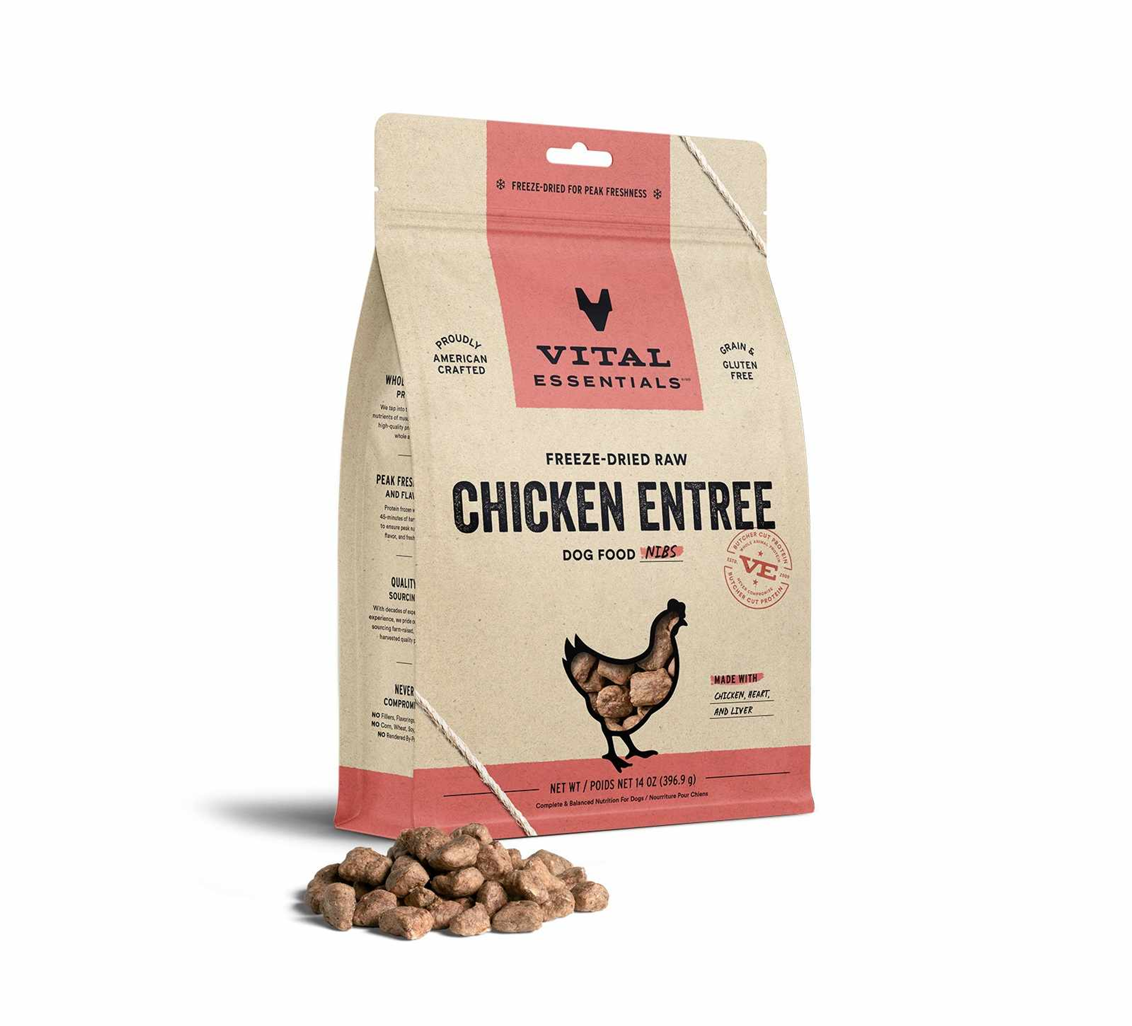 Vital Essentials(R) Freeze-Dried Raw Chicken Entree Dog Food Nibs, 14 oz Image 1