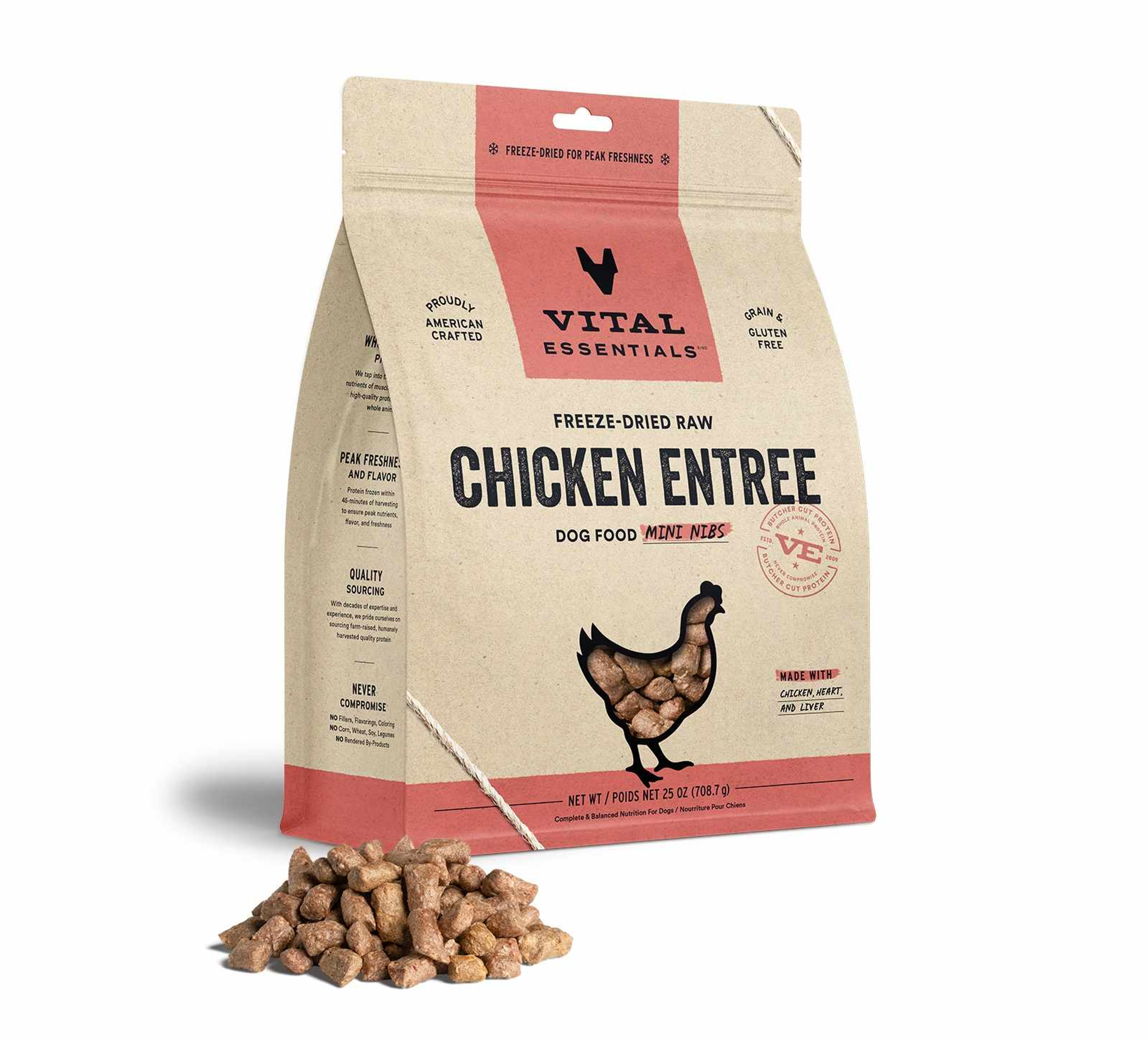 Vital Essentials(R) Freeze-Dried Raw Chicken Entree Dog Food Mini Nibs, Image 1