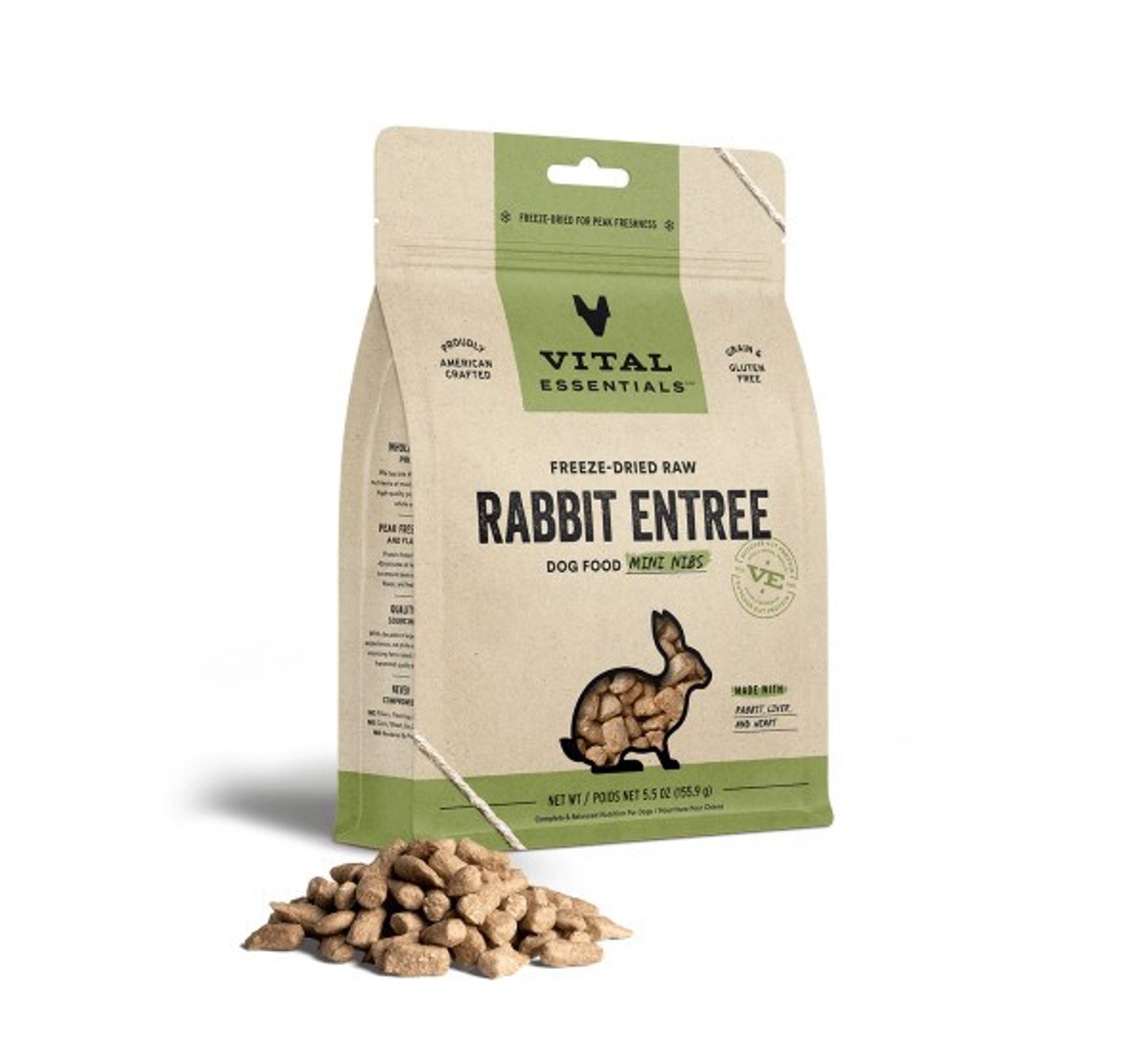Vital Essentials(R) Freeze-Dried Raw Rabbit Entree Dog Food Mini Nibs, Image 1