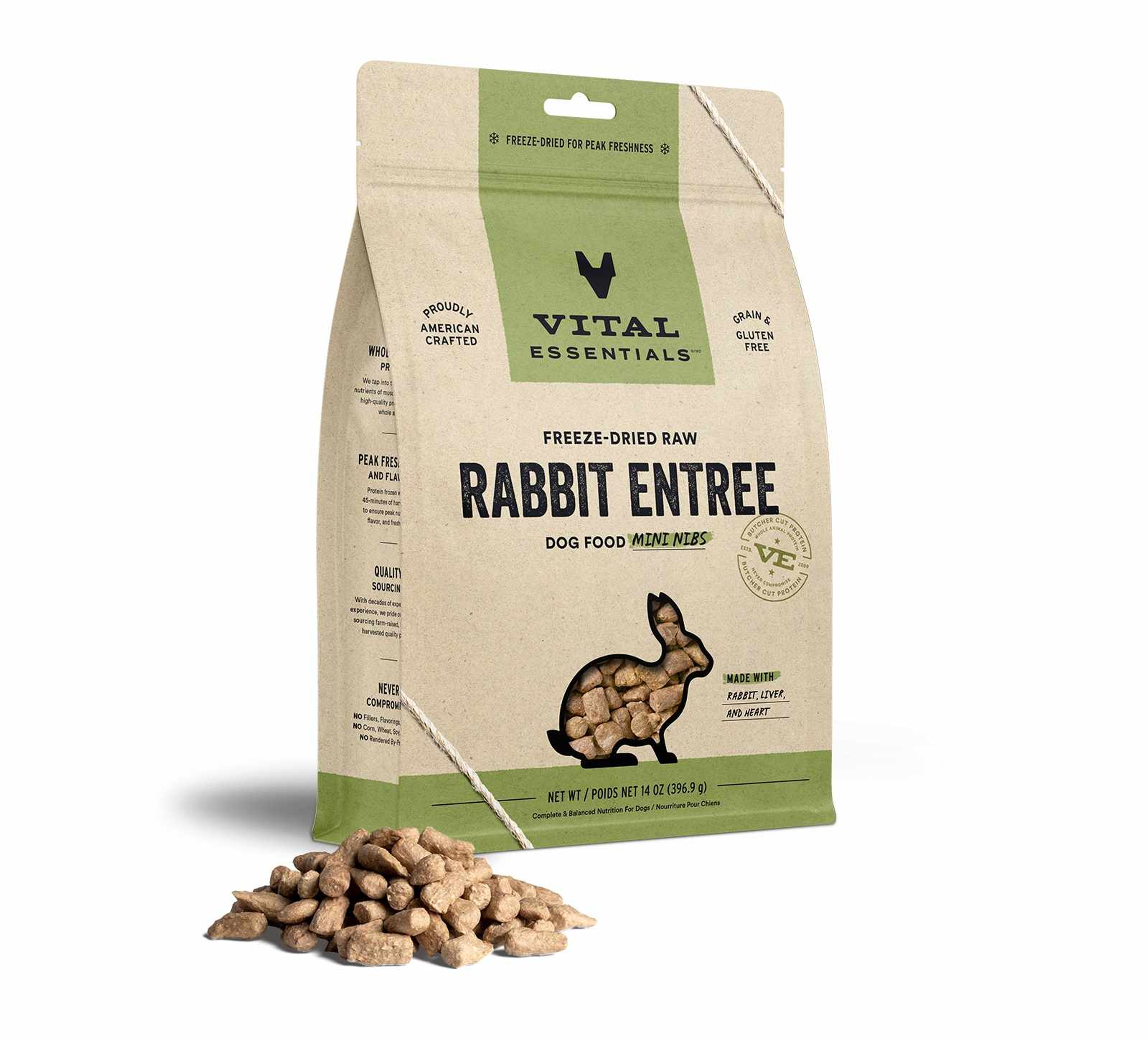 Vital Essentials(R) Freeze-Dried Raw Rabbit Entree Dog Food Mini Nibs, Image 1