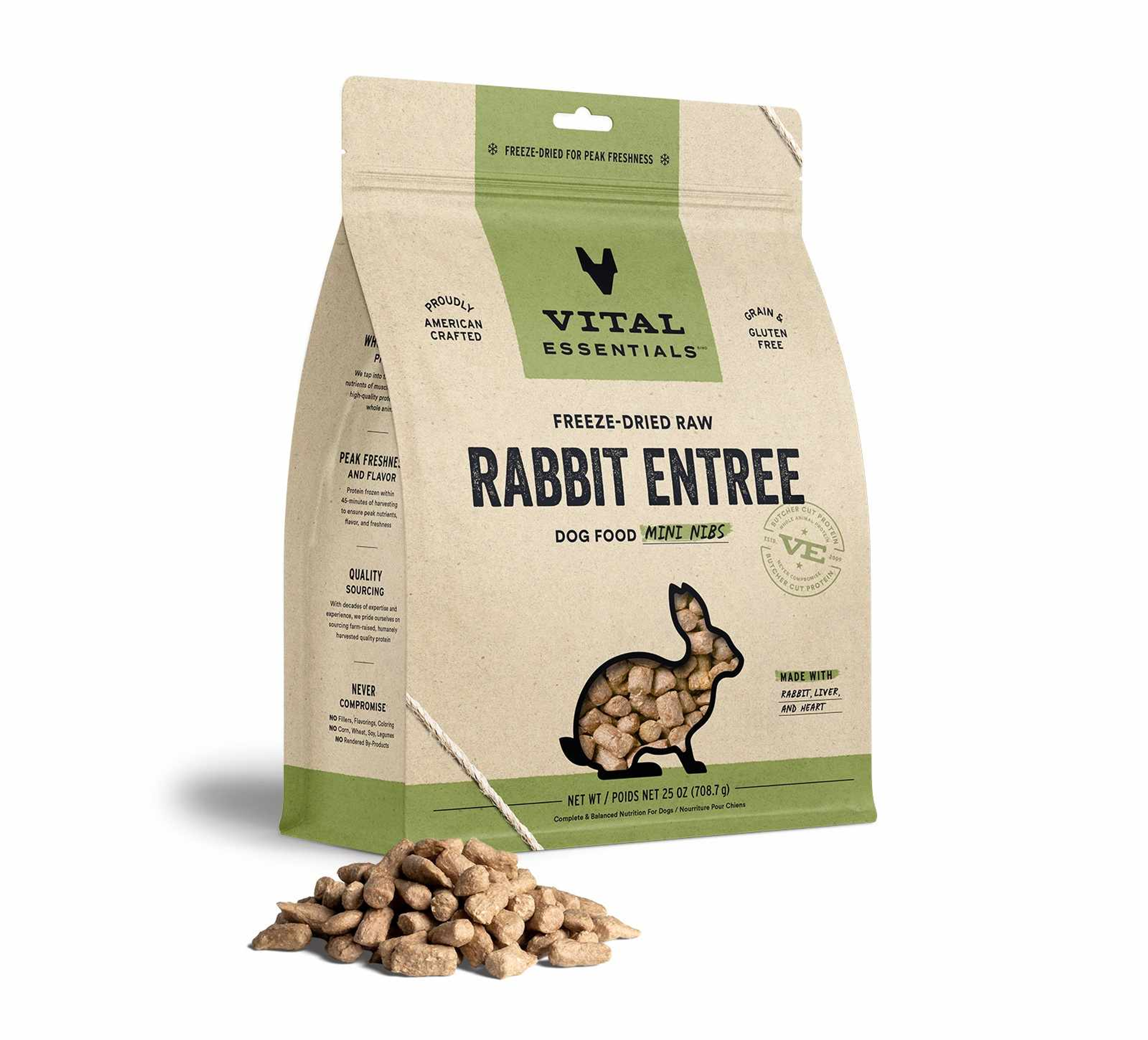 Vital Essentials(R) Freeze-Dried Raw Rabbit Entree Dog Food Mini Nibs, Image 1