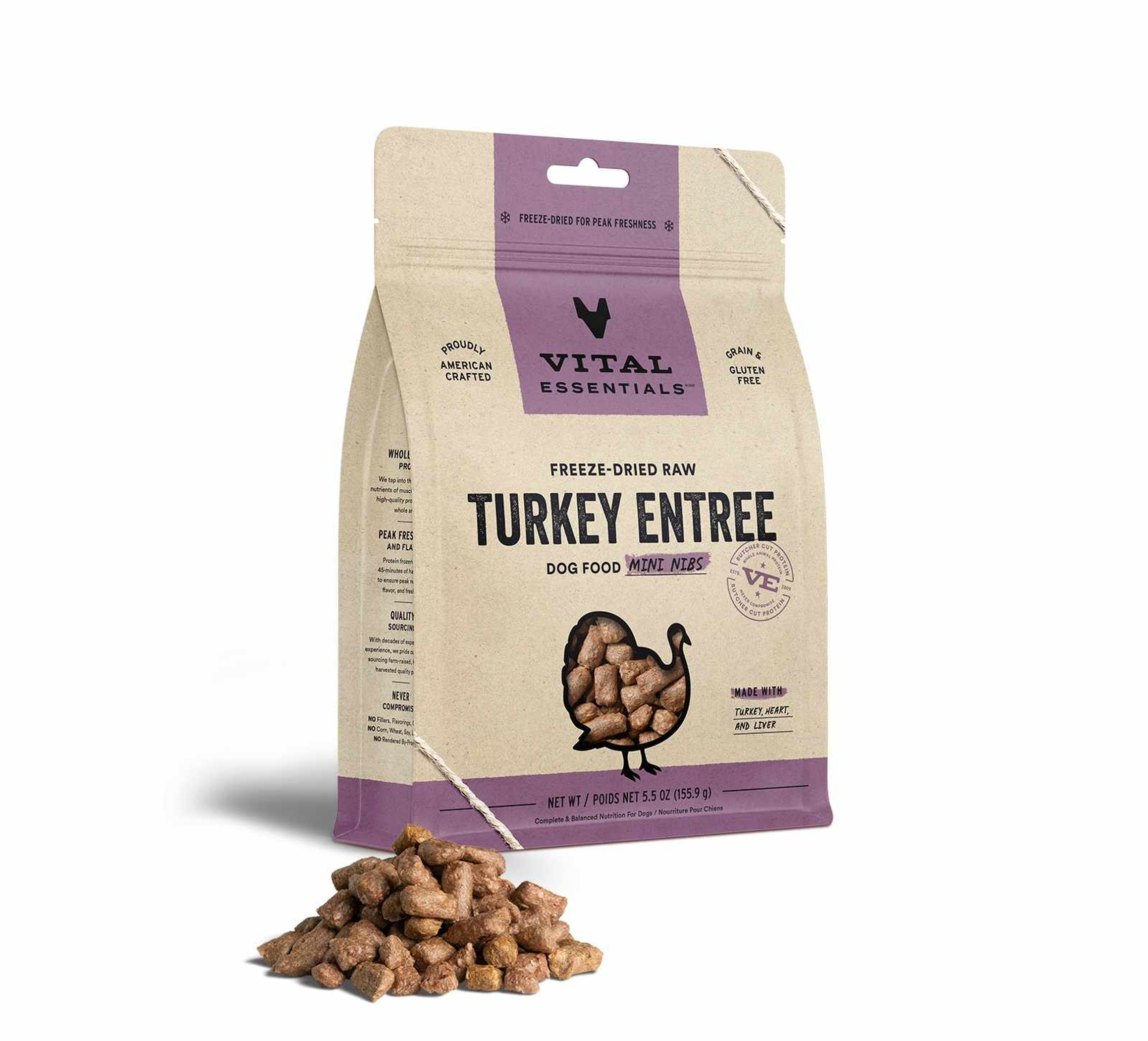 Vital Essentials(R) Freeze-Dried Raw Turkey Entree Dog Food Mini Nibs, Image 1