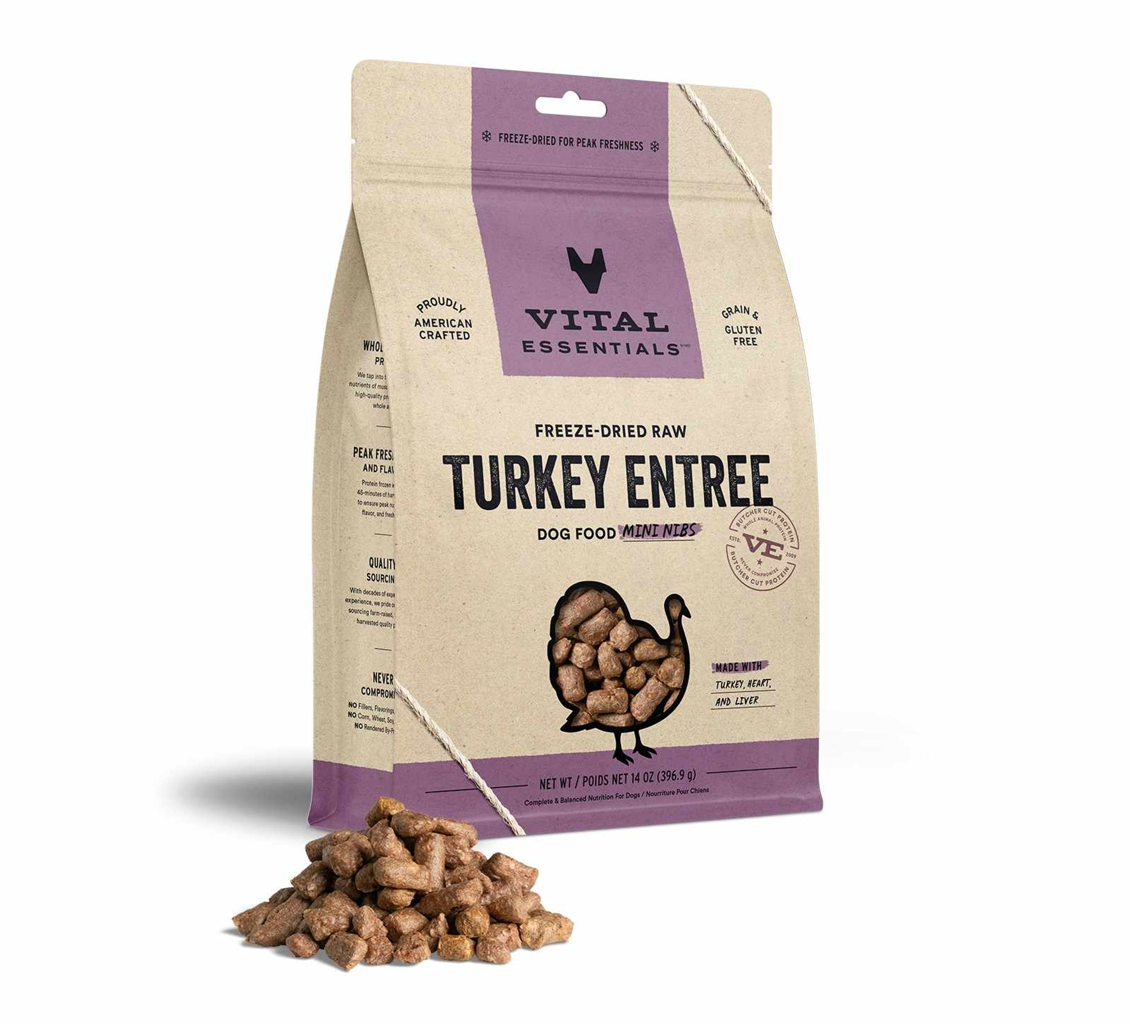 Vital Essentials(R) Freeze-Dried Raw Turkey Entree Dog Food Mini Nibs, Image 1