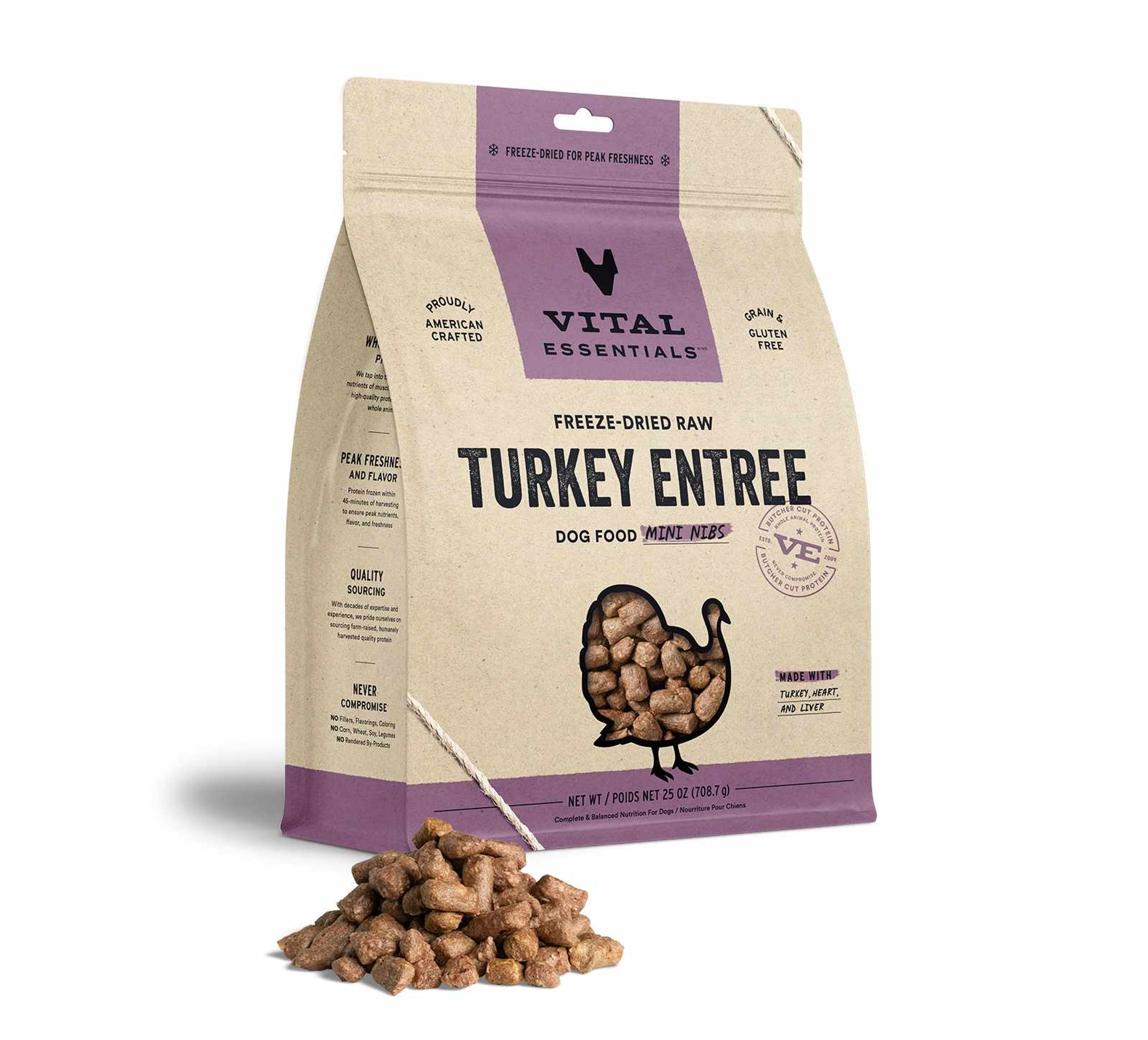 Vital Essentials(R) Freeze-Dried Raw Turkey Entree Dog Food Mini Nibs, Image 1