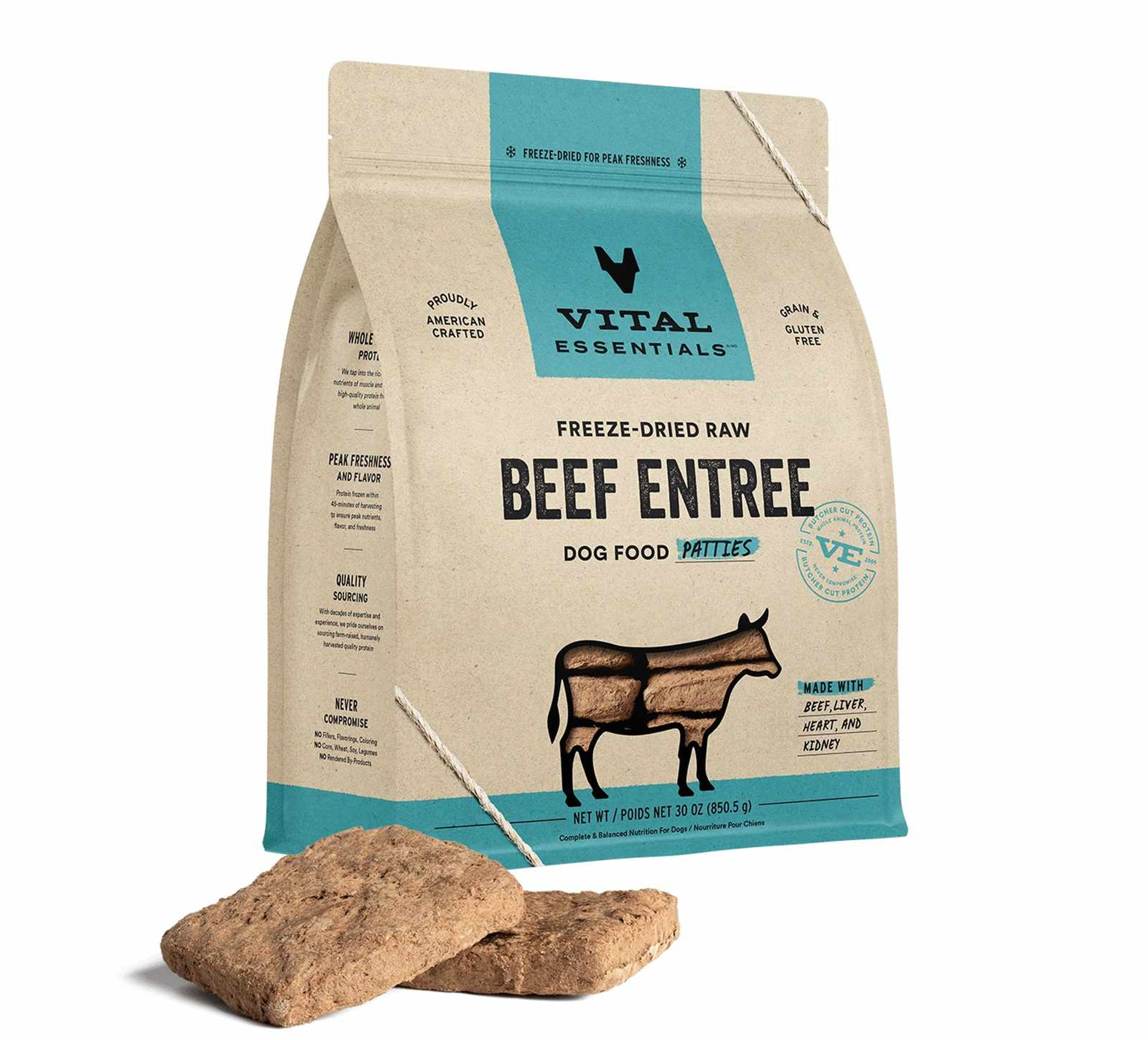 Vital Essentials(R) Freeze-Dried Raw Beef Entree Dog Food Patties, 30 oz Image 1